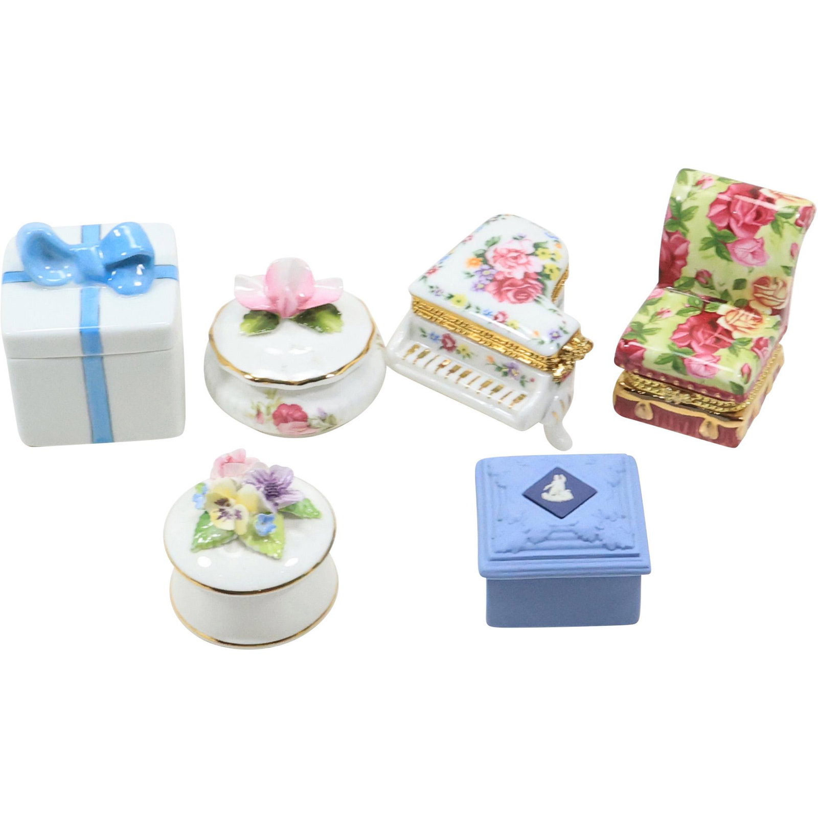 [6] Assorted PORCELAIN TRINKET BOXES Wedgwood, Limoges Royal Albert, Crown Staffordshire (1 of 20)