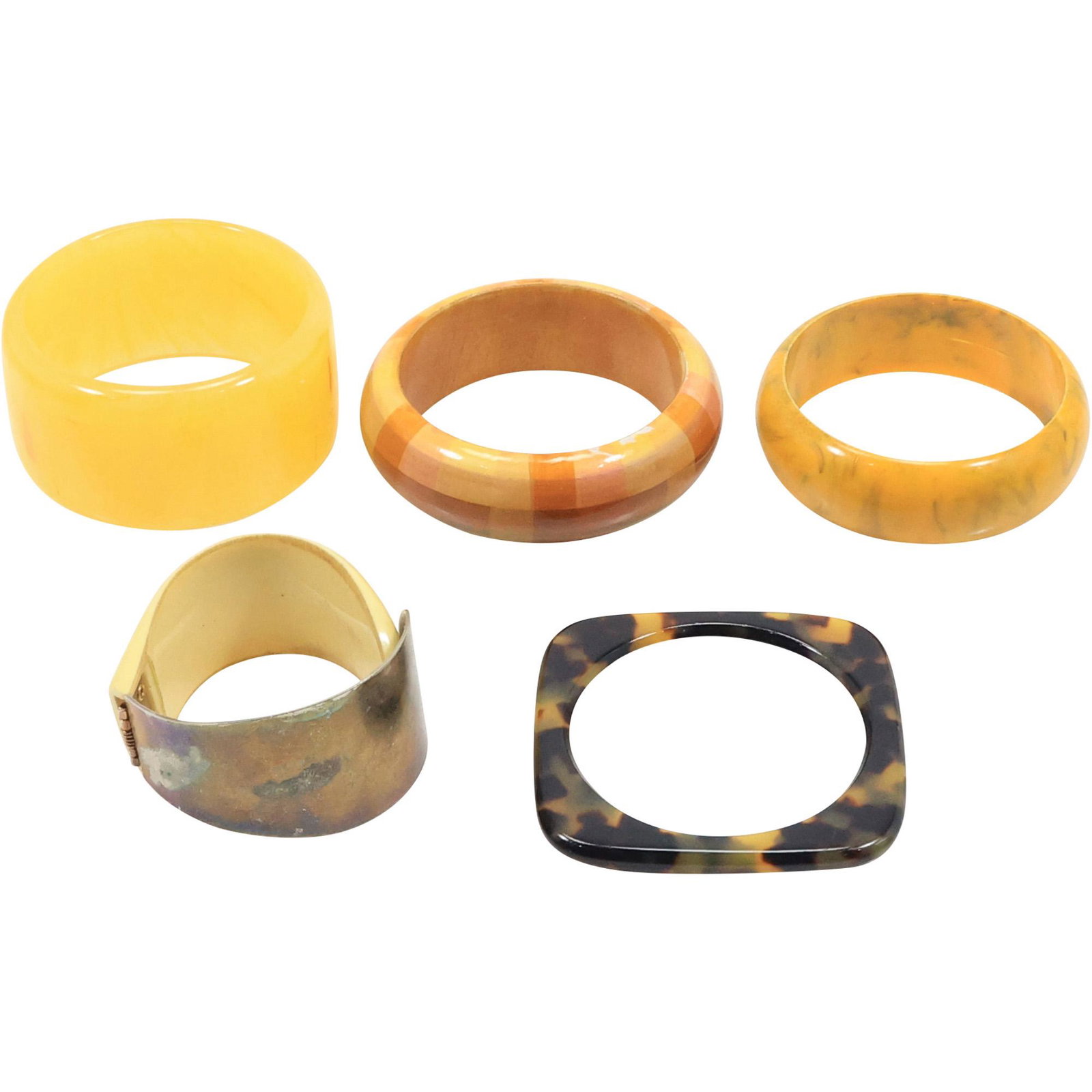 5 Assorted Bangle Bracelets - Bakelite, Tortoise, Others (1 of 16)