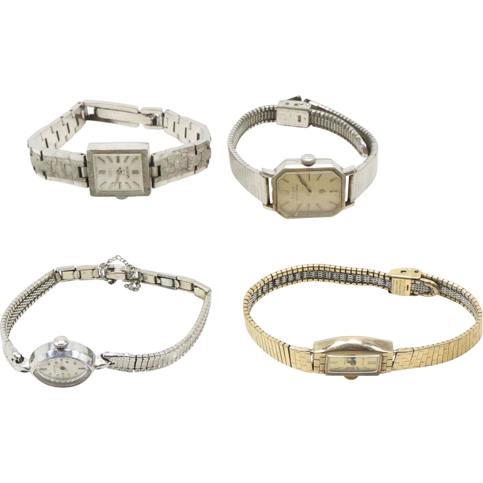 4 Assorted Estate Grouping Ladies Wristwatches: Hilton 17 Jewel Incabloc Swiss Made Works; (1 of 20)