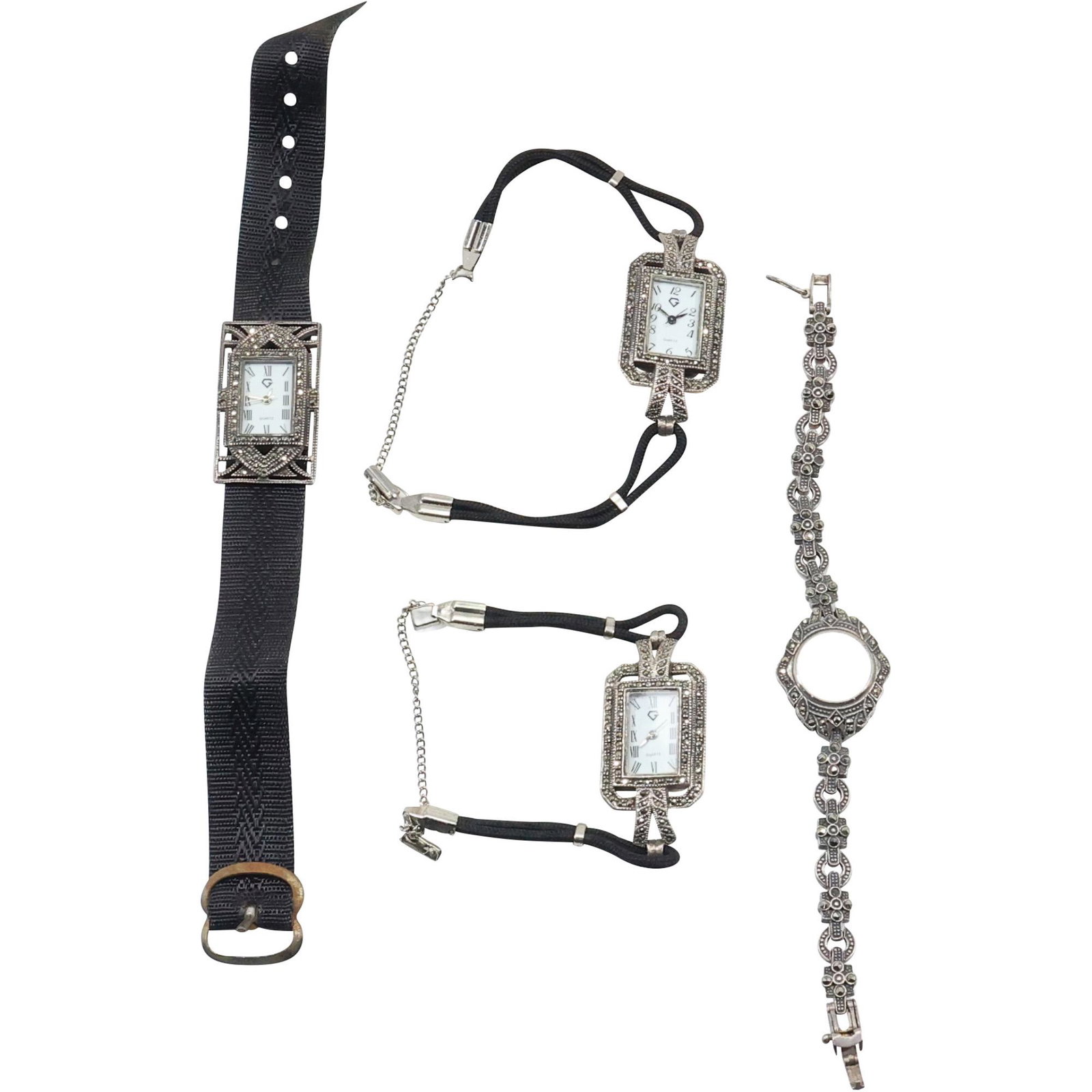 [4] Assorted Ladies Wristwatches marked G .925 Sterling Silver with Marcasites (1 of 20)