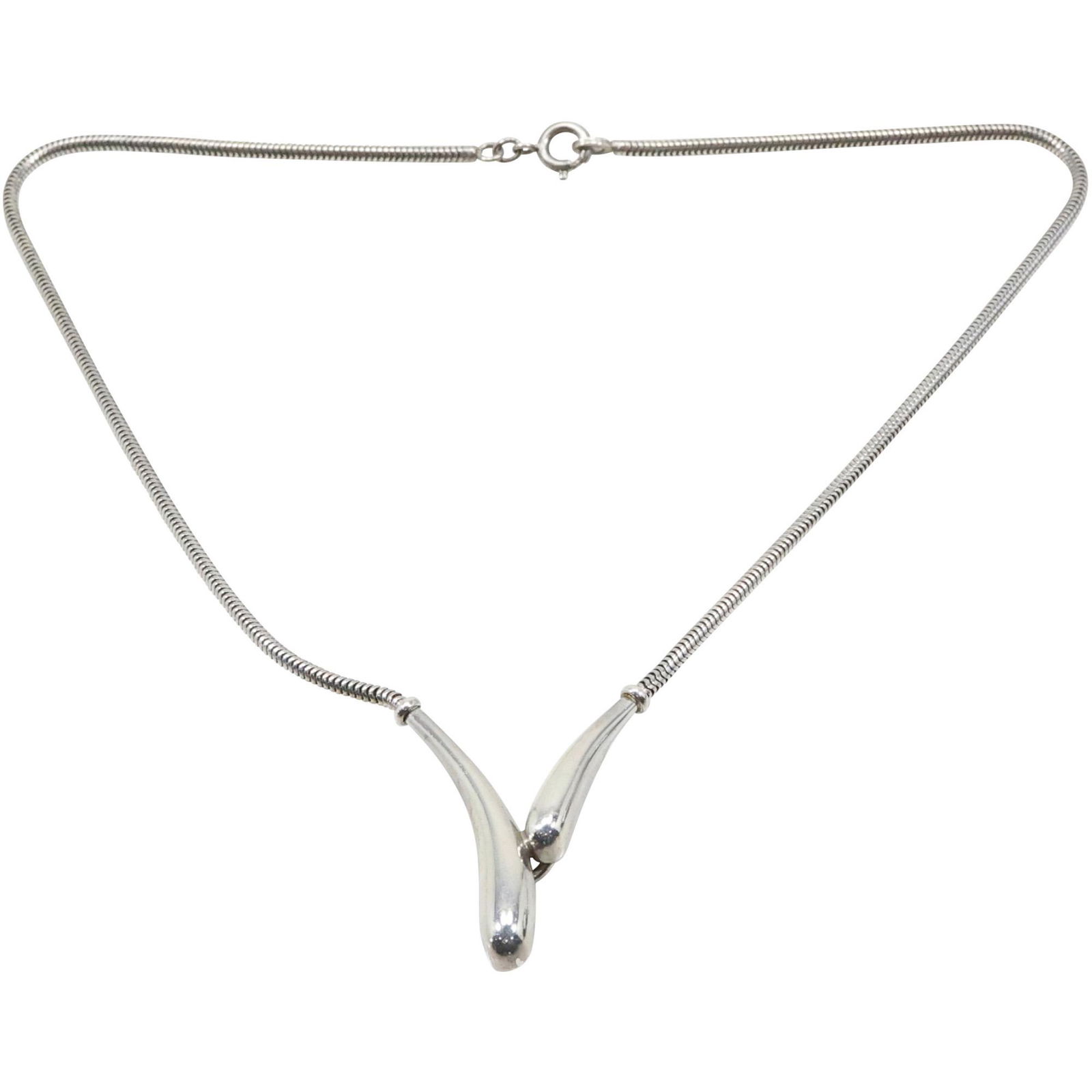 Sterling Silver Modern Design Costume Tear Drops Necklace 16 1/2 in. x 1 1/4 in. (1 of 11)