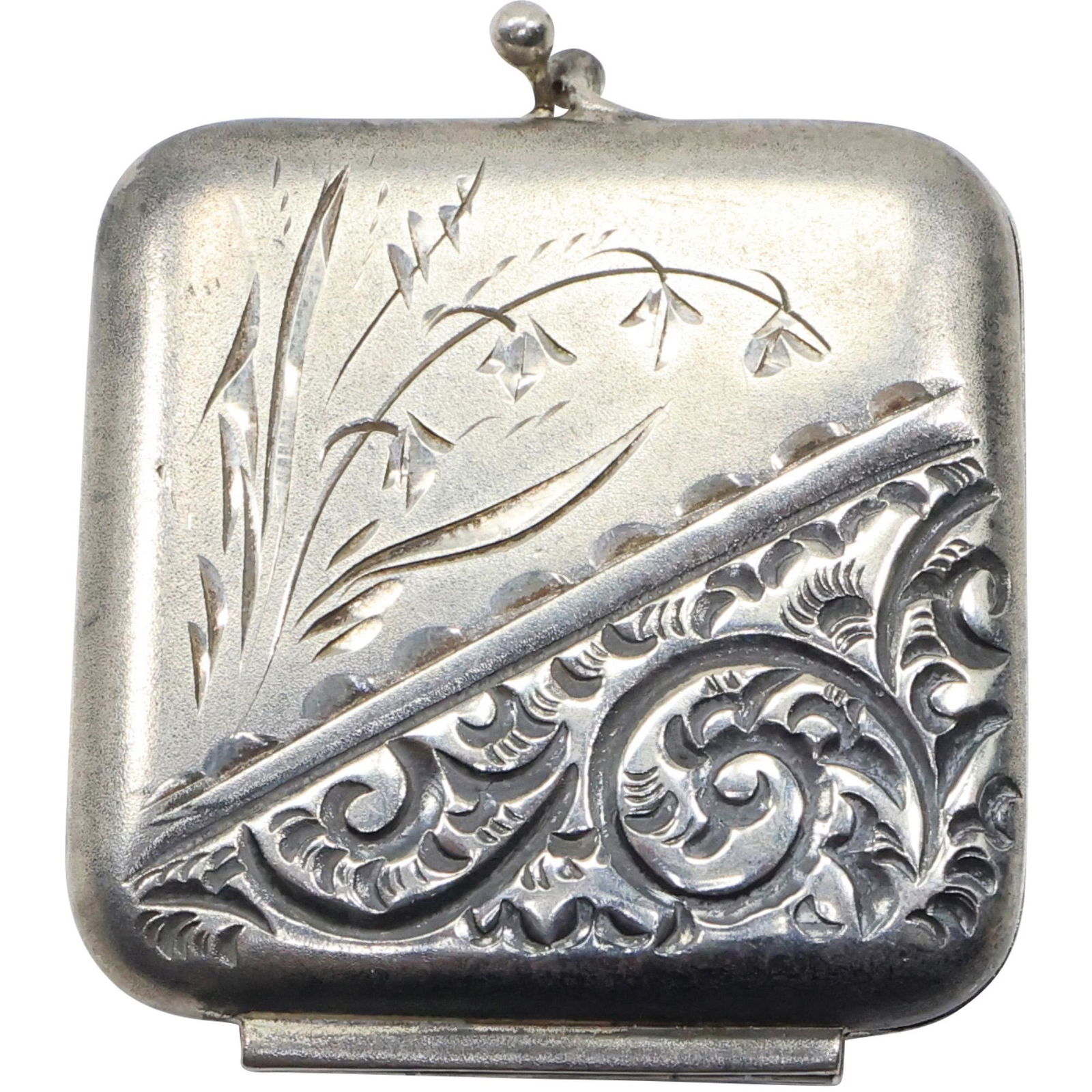 Sterling Silver Small Change Purse Circa 1920 size 1 1/4 in. x 1 1/2 in. x 3/8 in. (1 of 8)