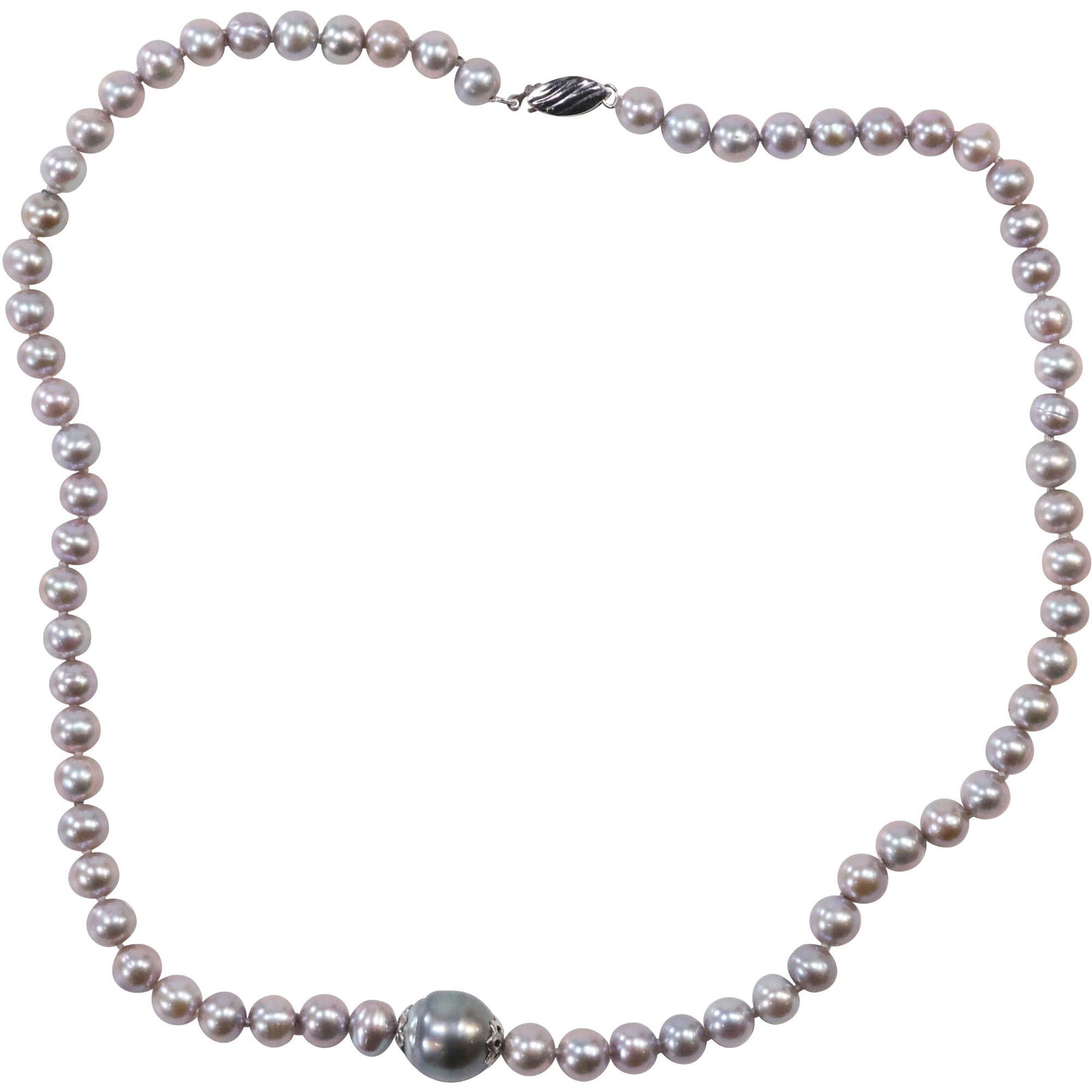 .925 Sterling Silver Tahitian Pearls Necklace size 20 in. x 1/2 in. to 1/4 in.: .925 Sterling Silver Tahitian Pearls Necklace size 20 in. x 1/2 in. to 1/4 in.