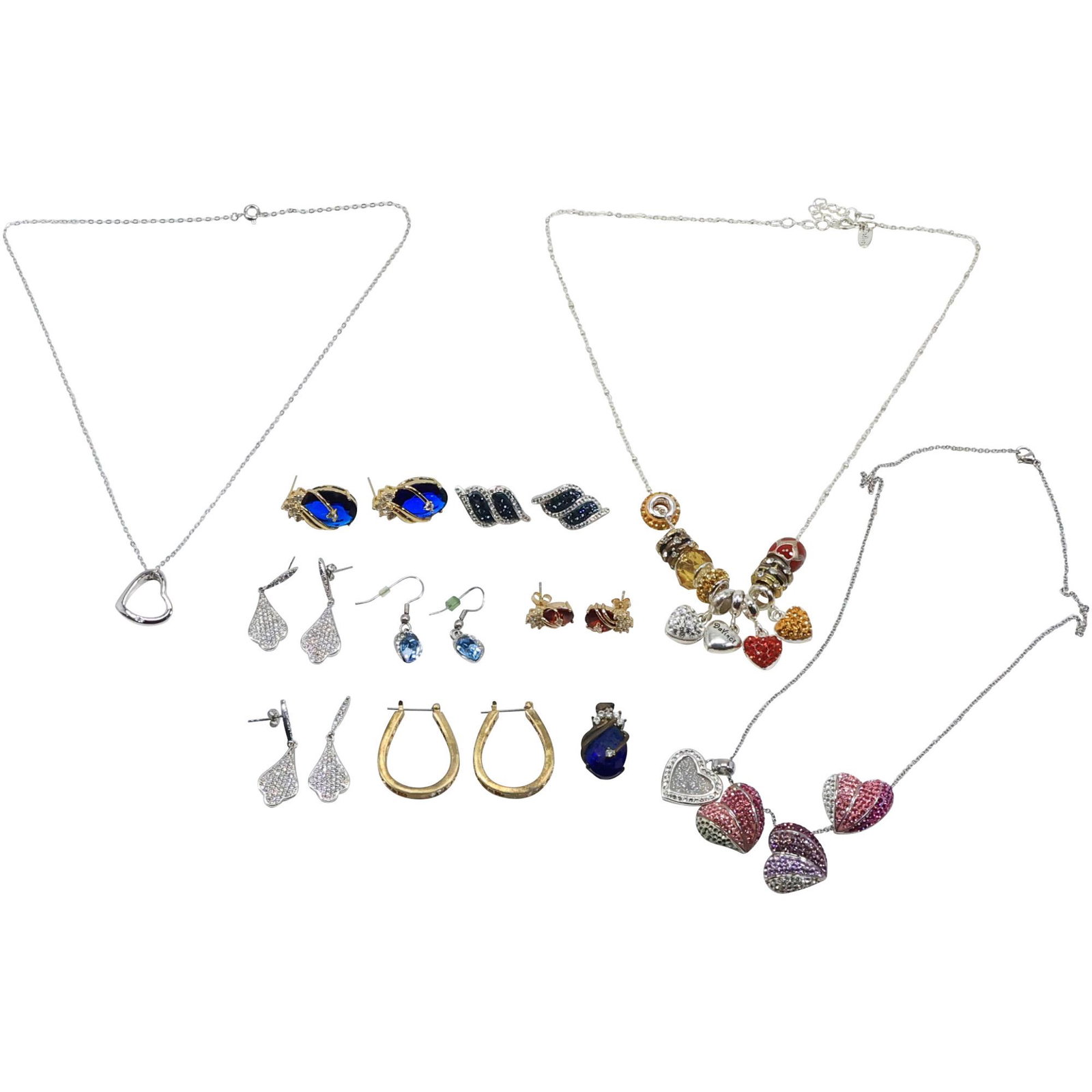 Estate Group Lot STATEMENT COSTUME JEWELRY  3 Necklaces, 7 Pairs Earrings (1 of 19)