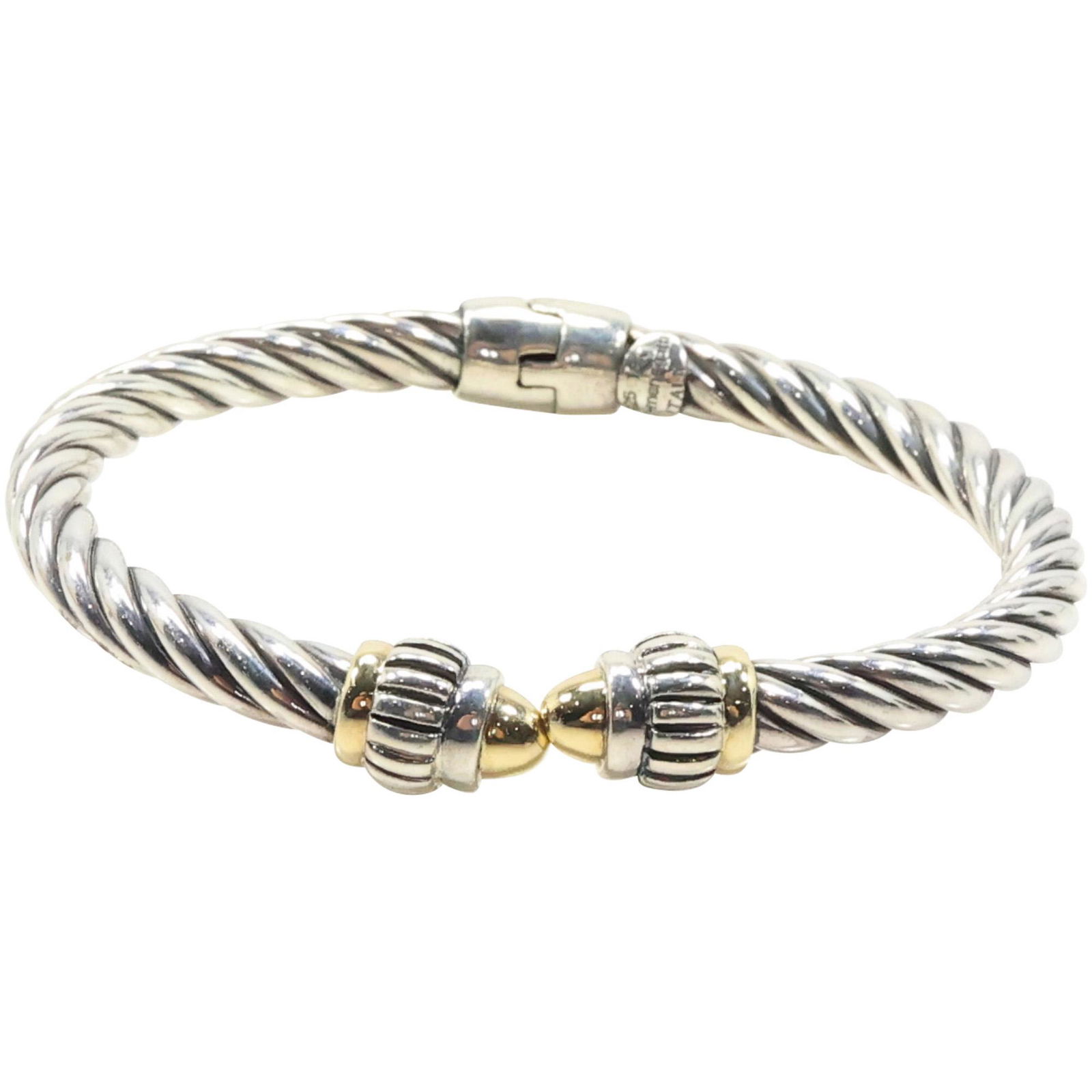 .925 Sterling Silver & 18K GOLD Quality Rope Twist Bracelet with 18K Gold Tips (1 of 9)
