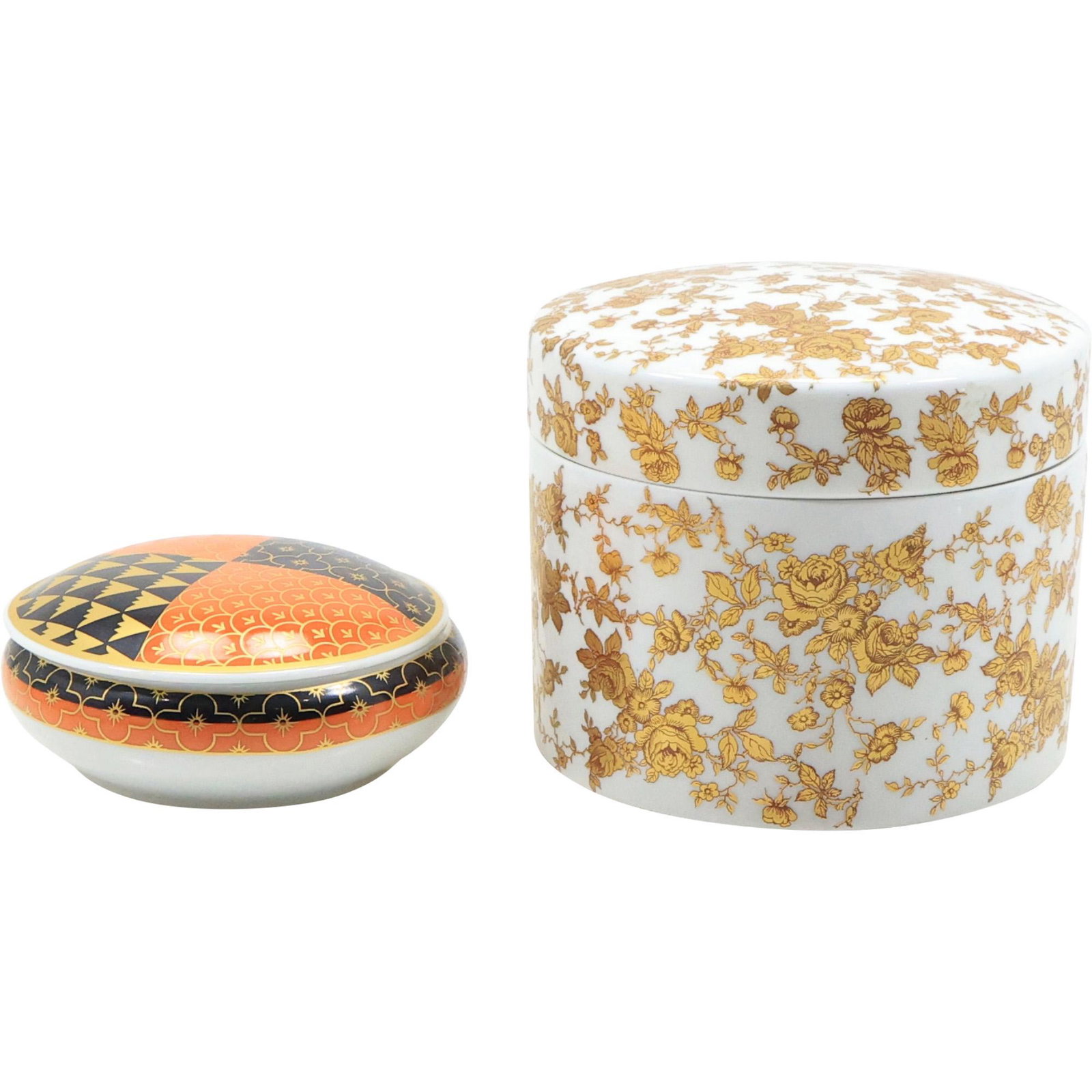 LIMOGES Fine Porcelain Covered Dresser Jar; Villeroy & Boch Covered Dresser Box: LIMOGES Fine Porcelain Covered Dresser Jar 4 1/2 in. x 5 in. ; Villeroy & Boch Covered Dresser Box 2 in. x 4 1/4 in.