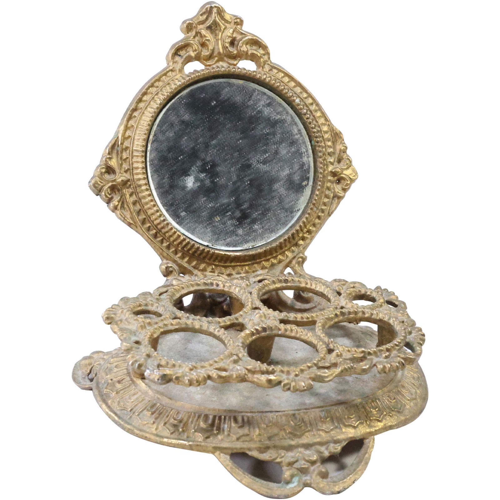 Celeste Lipstick Metal Caddy Dresser Top Round Mirror: Celeste Lipstick Metal Caddy Dresser Top Round Mirror. size 4 in. x 4 in. x 3 in.