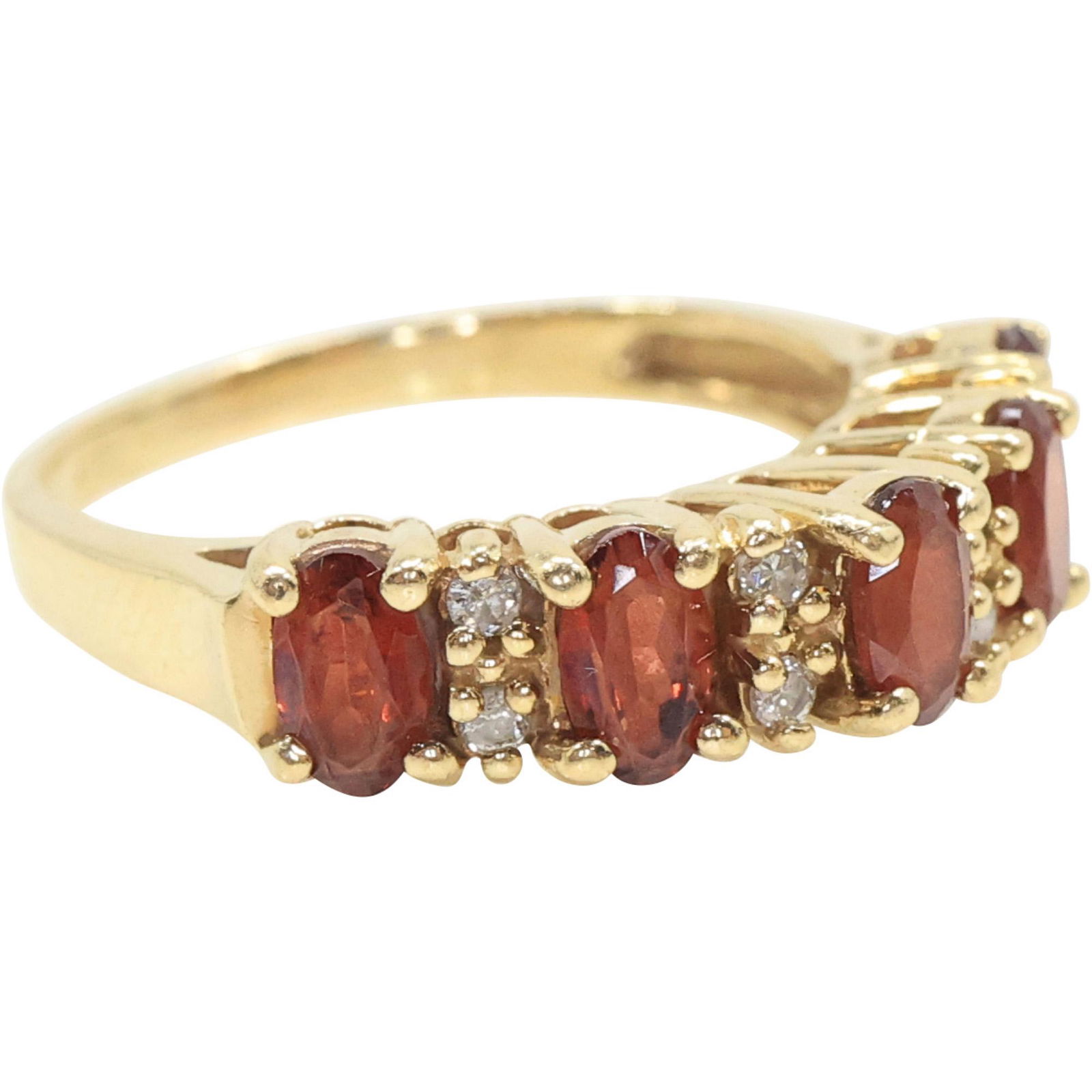 14K GOLD Garnets, Diamonds Band Ring Size 6.5 ; 3/4 in. x 1/4 in. (1 of 8)