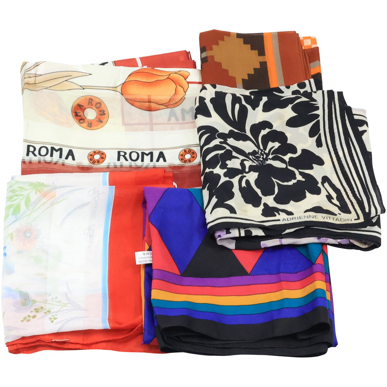 [5] Assorted SILK SCARVES Made in Italy: Vittadini, Jester Colors, Browns, Florals, Roma (1 of 18)
