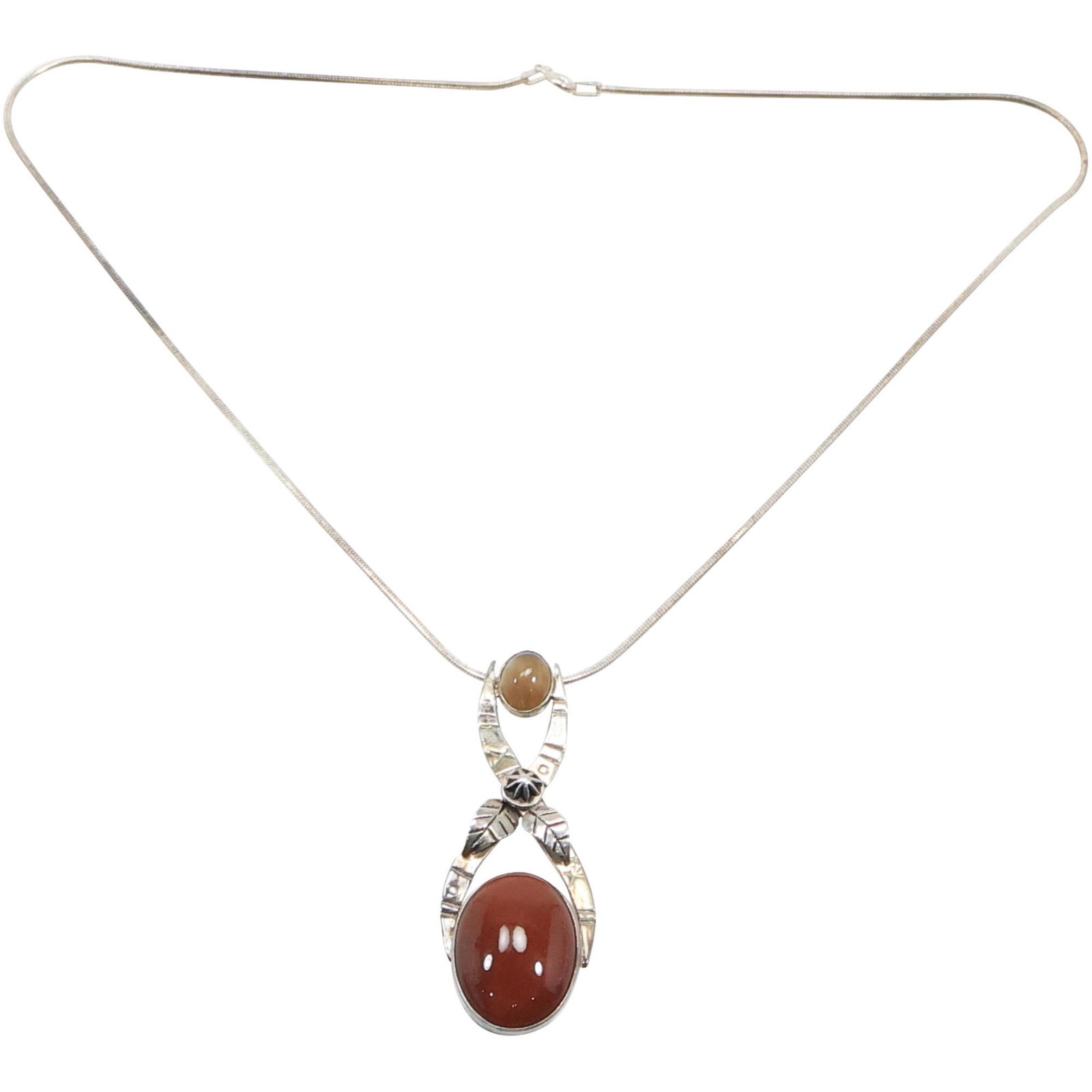 .925 Sterling Silver Carnelian Italy Pendant Necklace on .925 Sterling Italy 20 in. Chain: .925 Sterling Silver Carnelian Italy Pendant 2 1/2 in. x 1 in. Necklace on .925 Sterling Italy 20 in. Chain