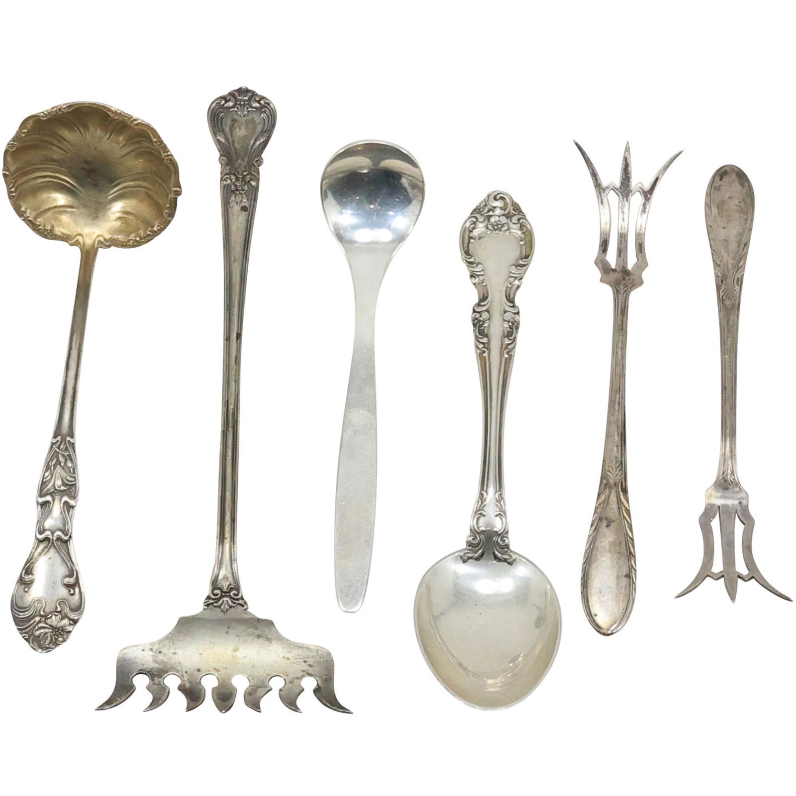 [6] Assorted Sterling Silver Serving Utensils: Towle Spoon, Condiment Spoon, Gorham Spoon, Forks (1 of 19)