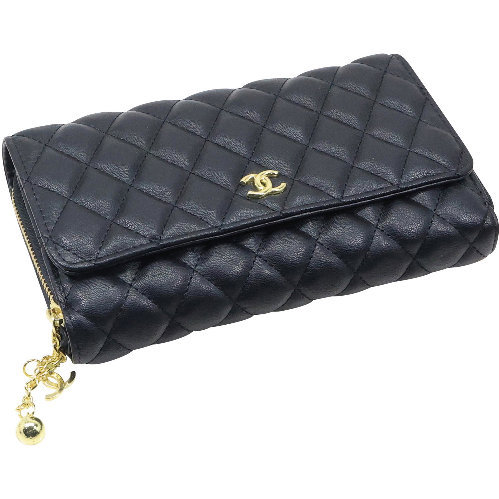 Black Leather Fashion Purse with Box ; purse size 8 1/2 in. x 5 1/2 in. (1 of 13)