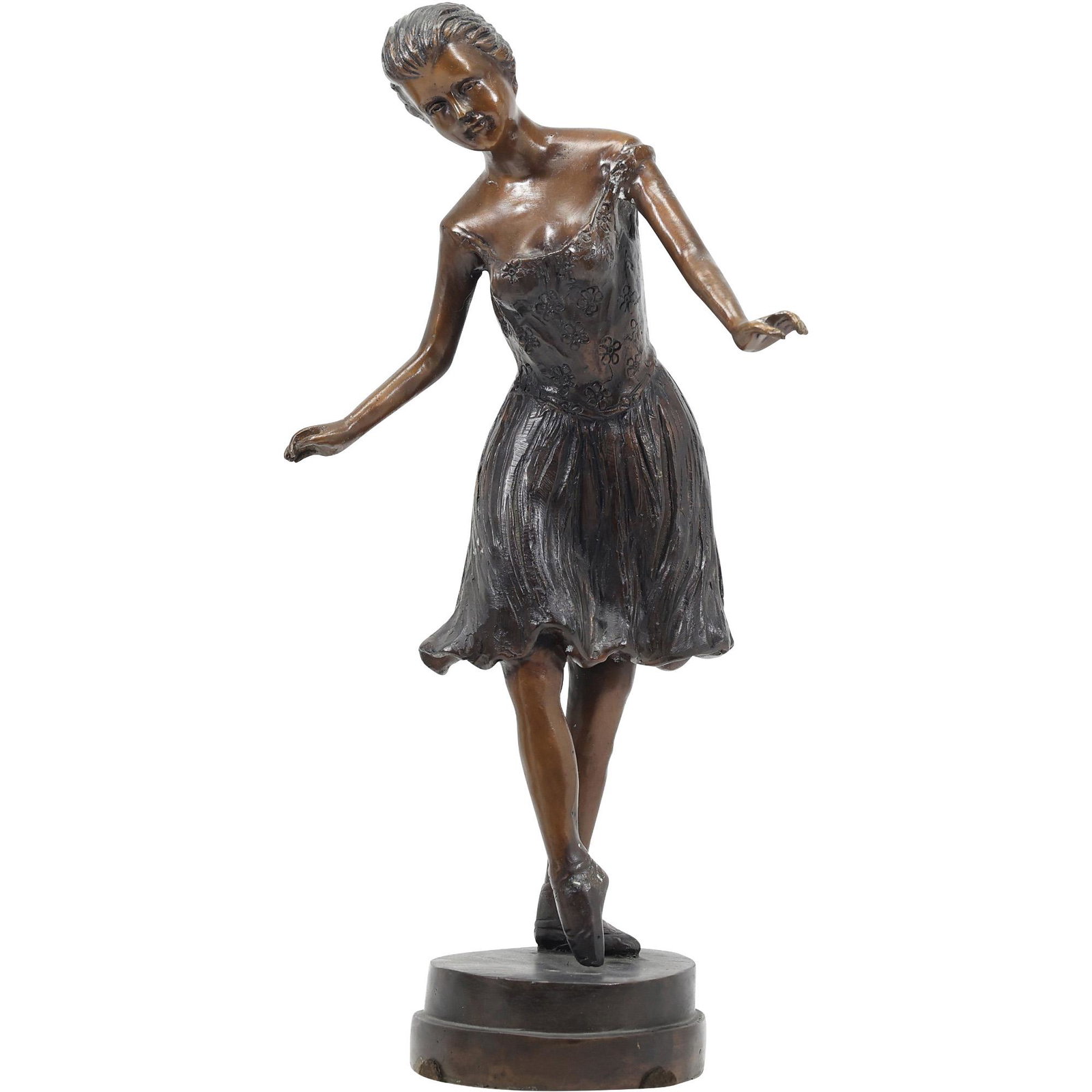 Bronze Sculpture Dancing Woman - Good Patina Finish, 18 in. height (1 of 20)