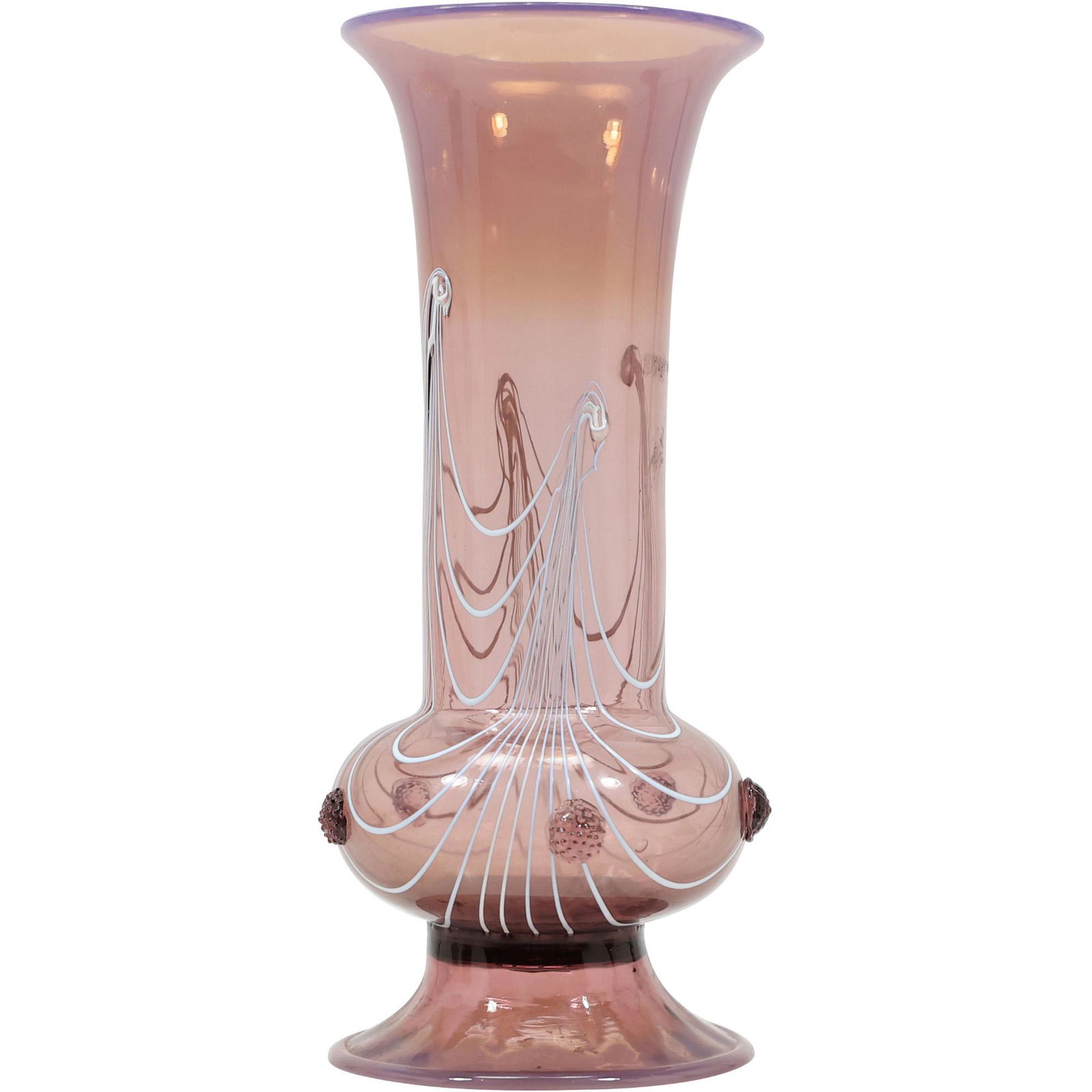 Vintage Cranberry Glass Tall Vase with Enamel Decoration 11.5 in. height (1 of 12)