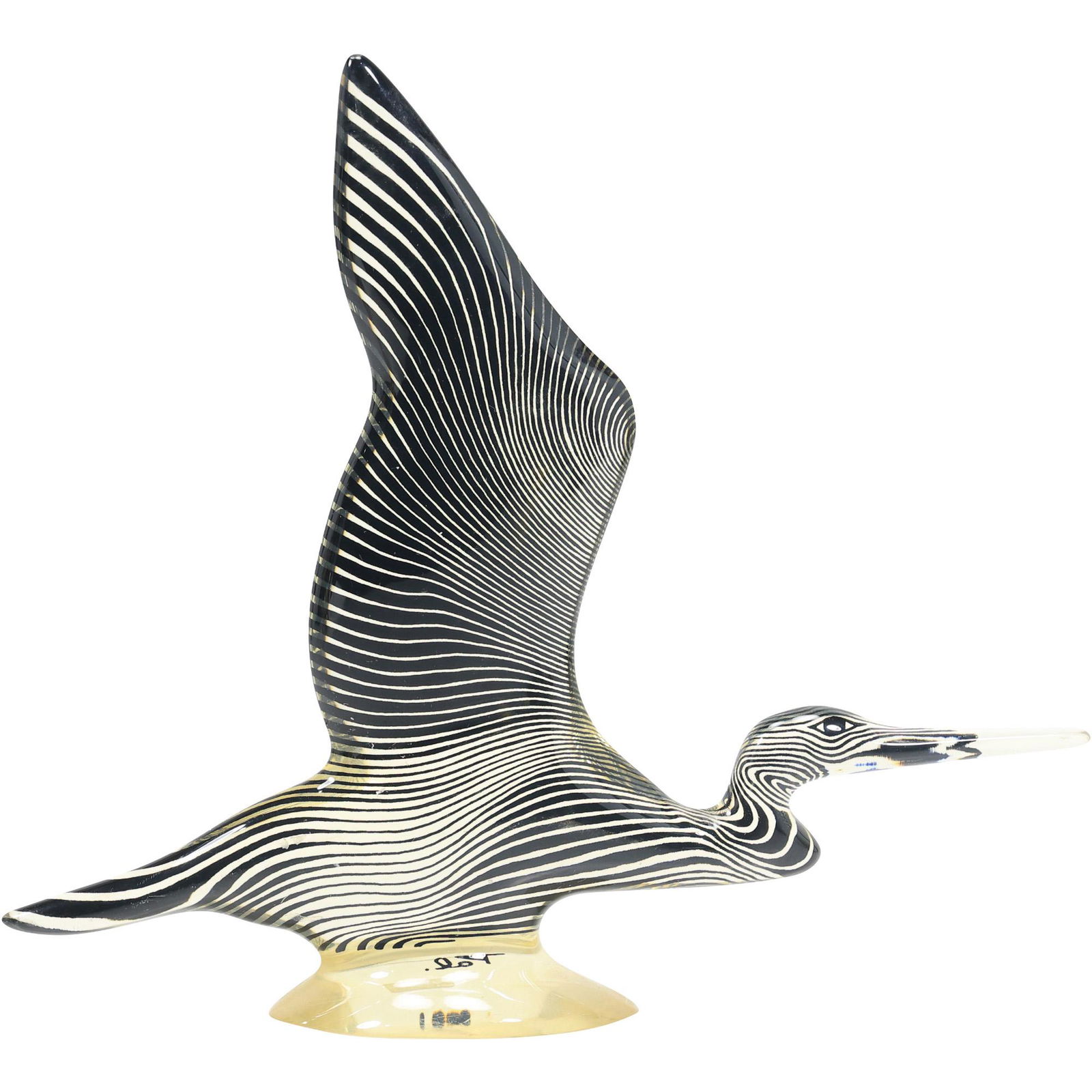 Signed PAL, Brazil, Stunning Lucite with Black Laced Lines Goose Figure Sculpture (1 of 20)