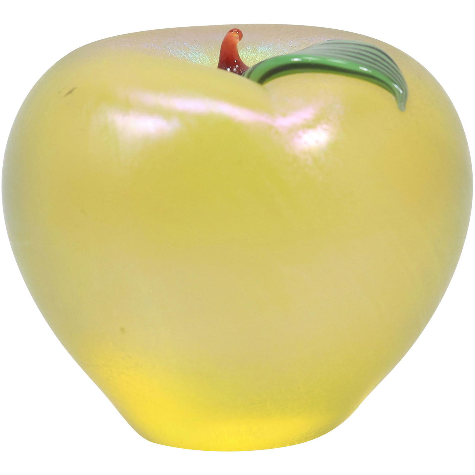 Signed Orient and Flume Art Glass Yellow APPLE Paperweight (1 of 11)