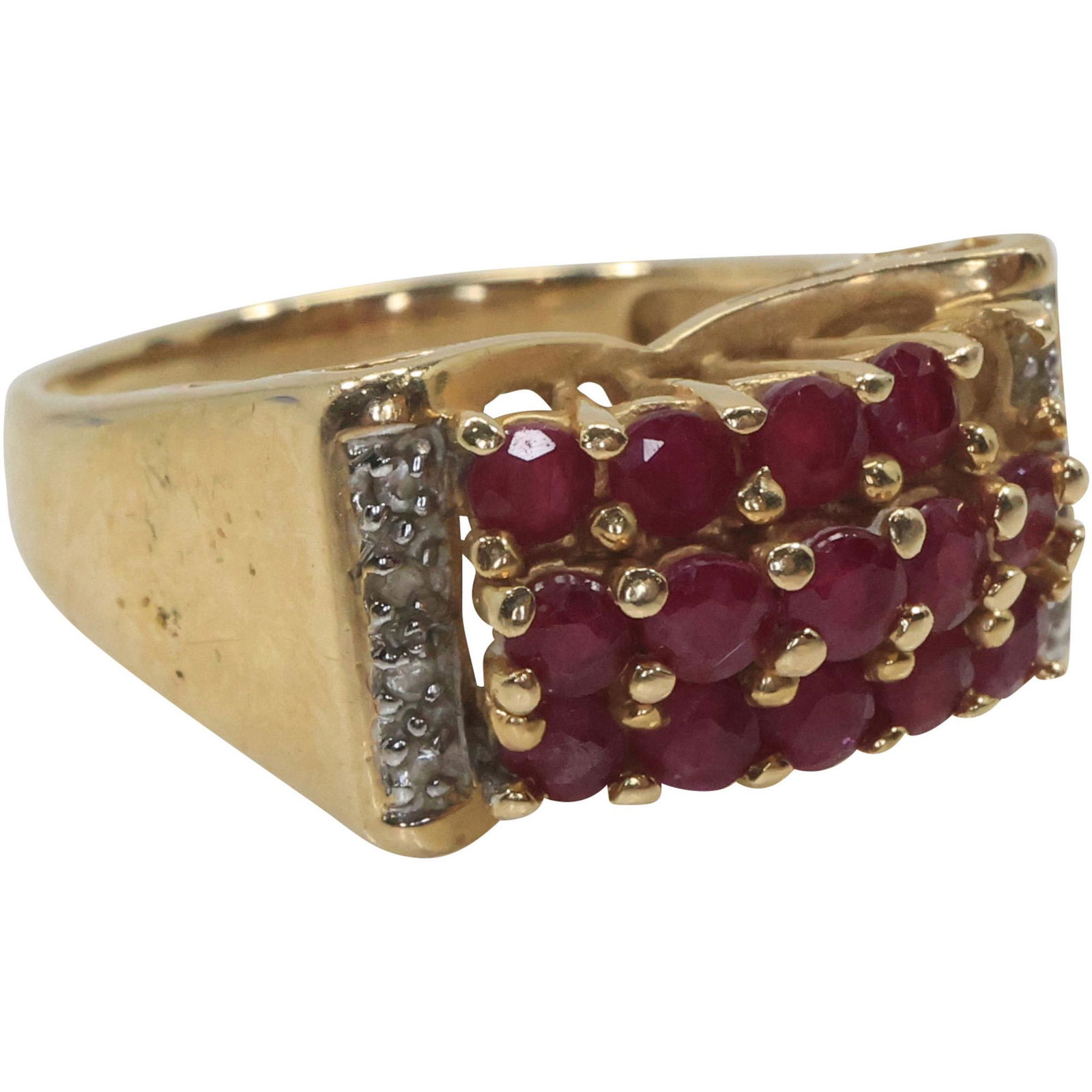 14K GOLD DIAMONDS & RUBIES Ring Size 8 (1 of 9)