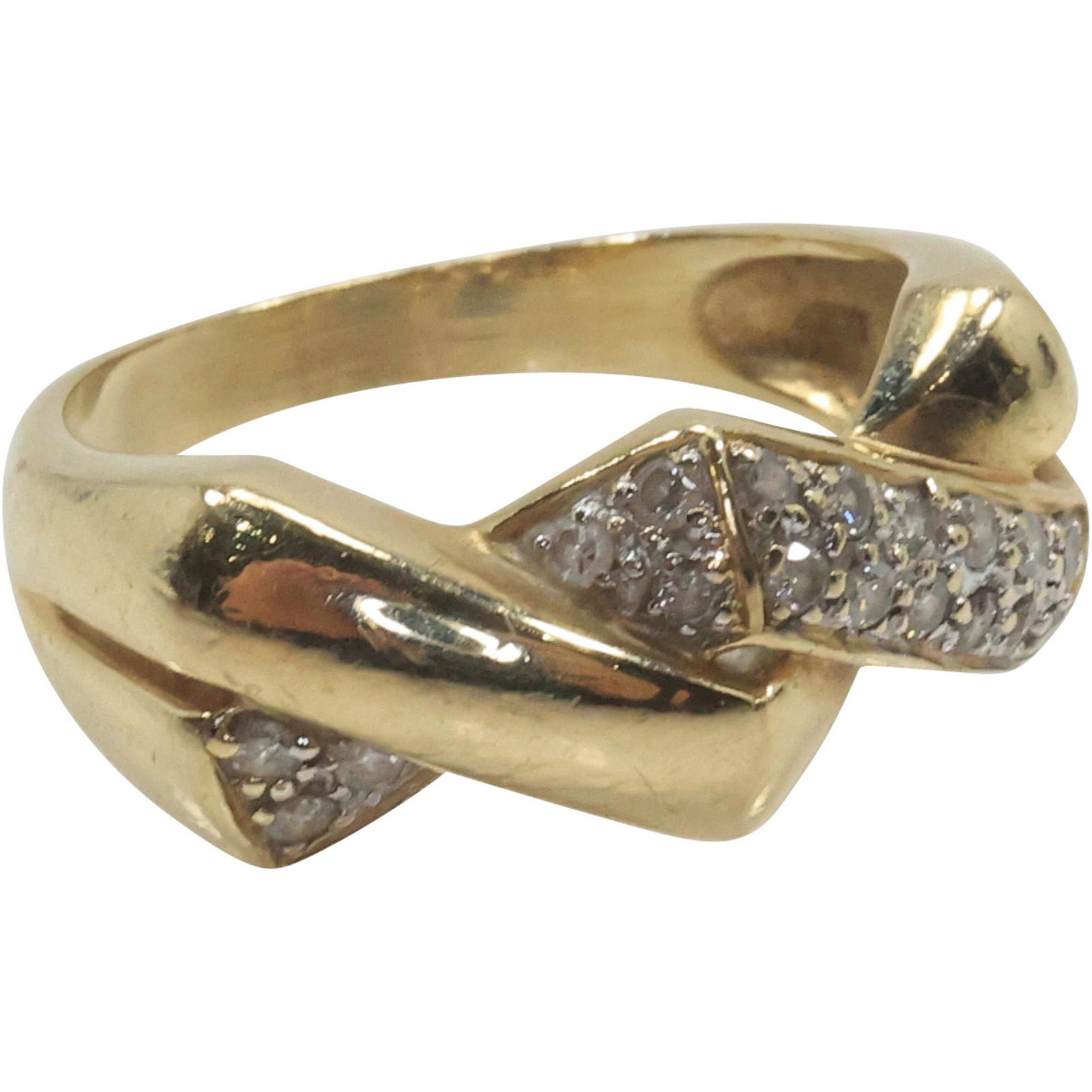 14K GOLD with DIAMONDS Designer Ring Size 8.25 ; 1 in. x 3/8 in. ; 3.0 dwt (1 of 8)