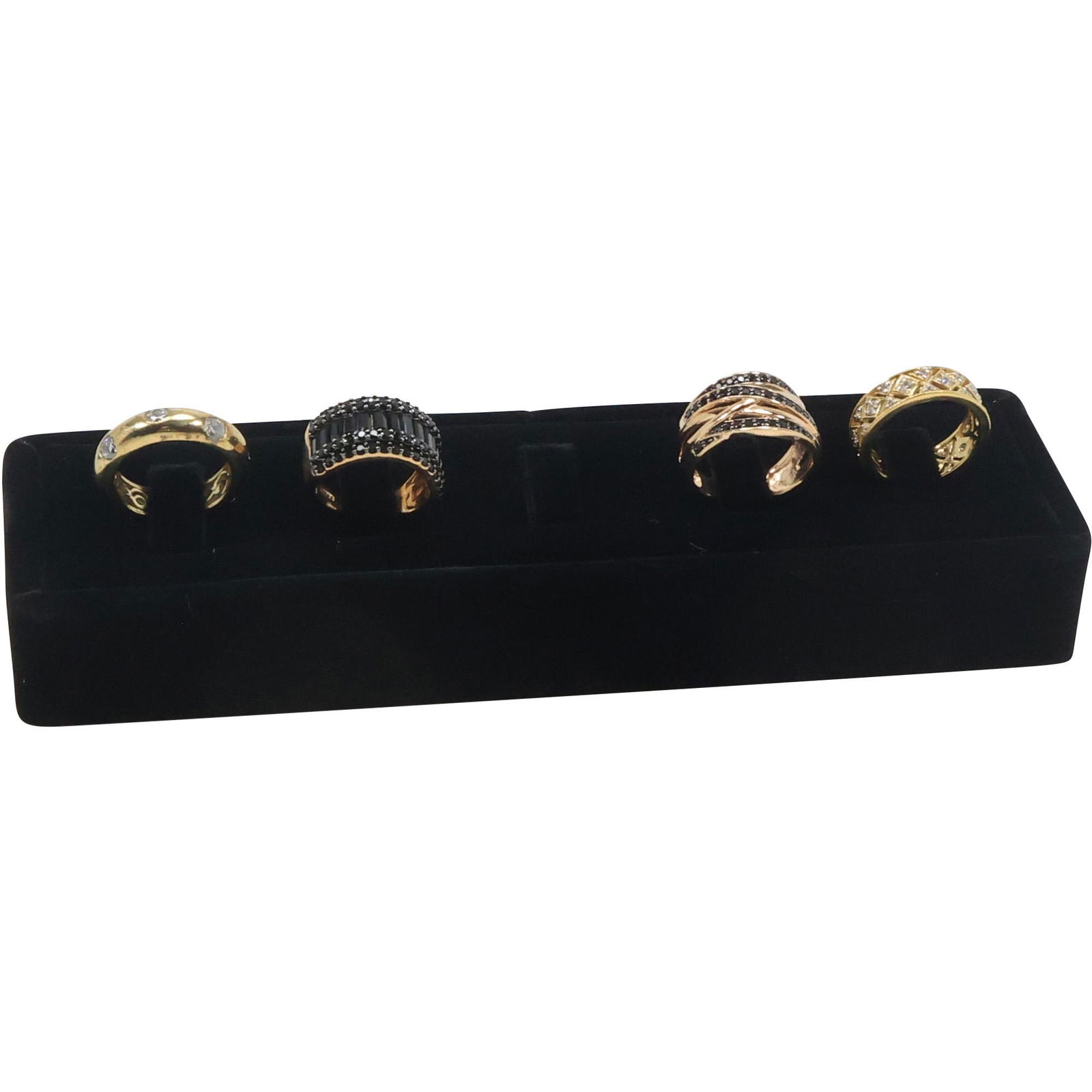 [4] Assorted .925 Sterling Silver CZ Rings; Band size 9; Band size 9; Black CZ Bands Size 10; (1 of 14)