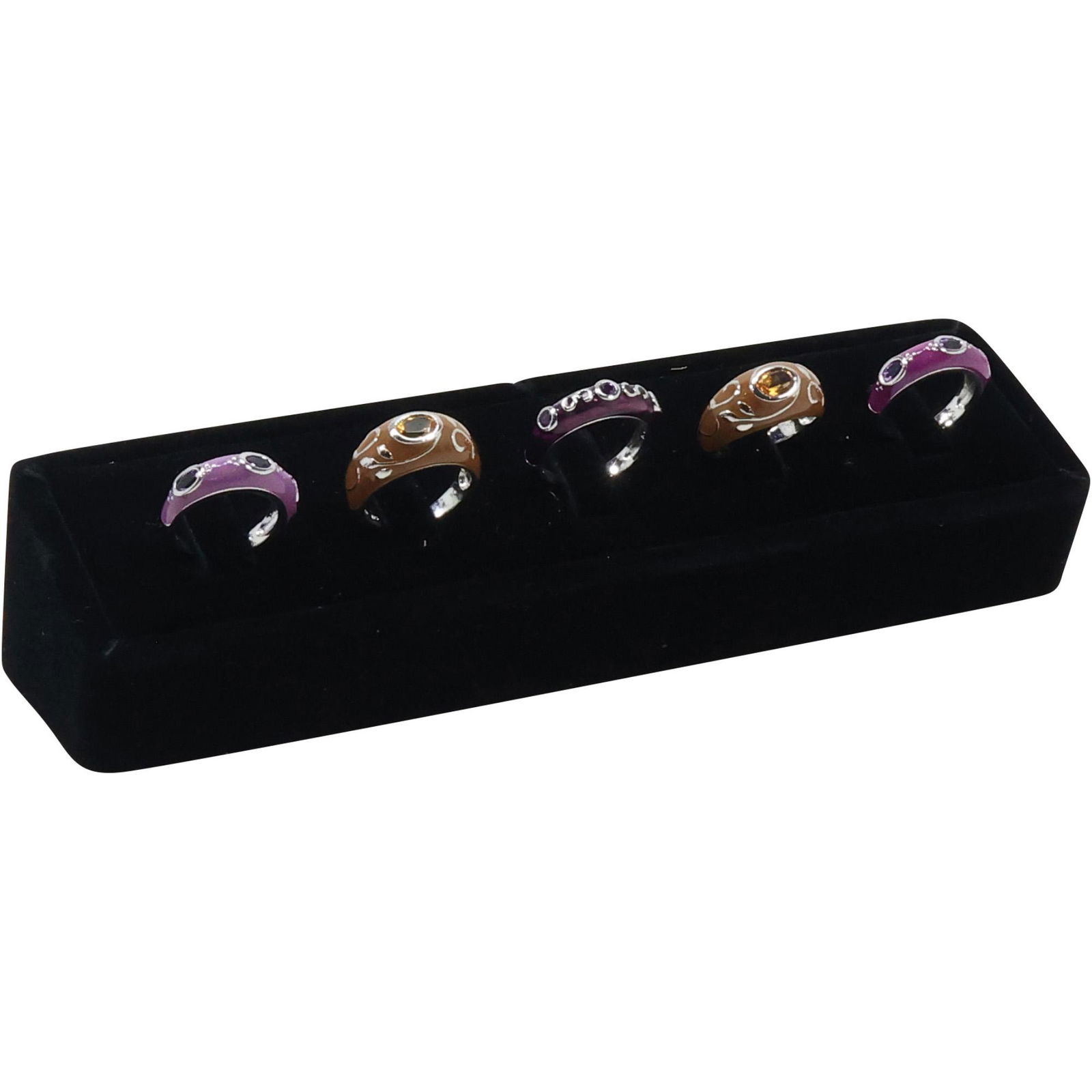 [5] Assorted .925 Sterling Silver and Enameled Rings: Garnet Size 6; Brown Citrine Size 8; Amethyst (1 of 19)