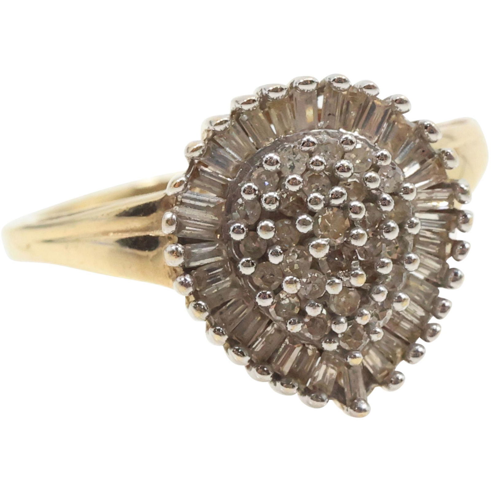 10K DIAMOND TEAR DROP COCKTAIL RING Size 8 ;  7.8 in. x 1/2 in. ; 1.9  dwt (1 of 6)