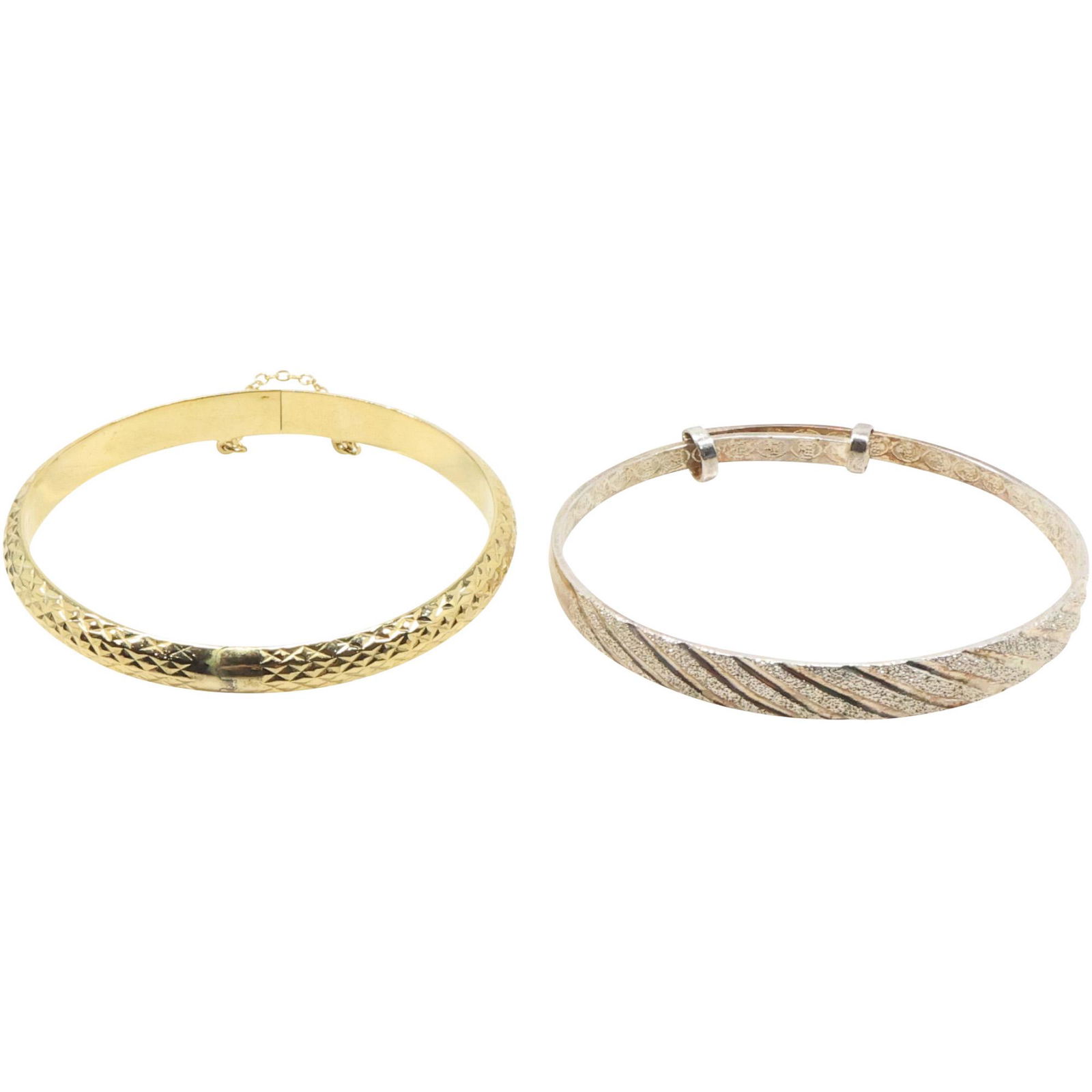[2] .925 Sterling Silver Vermeil Bangle Bracelet & .925 Sterling Designer Hallmark Bangle (1 of 17)