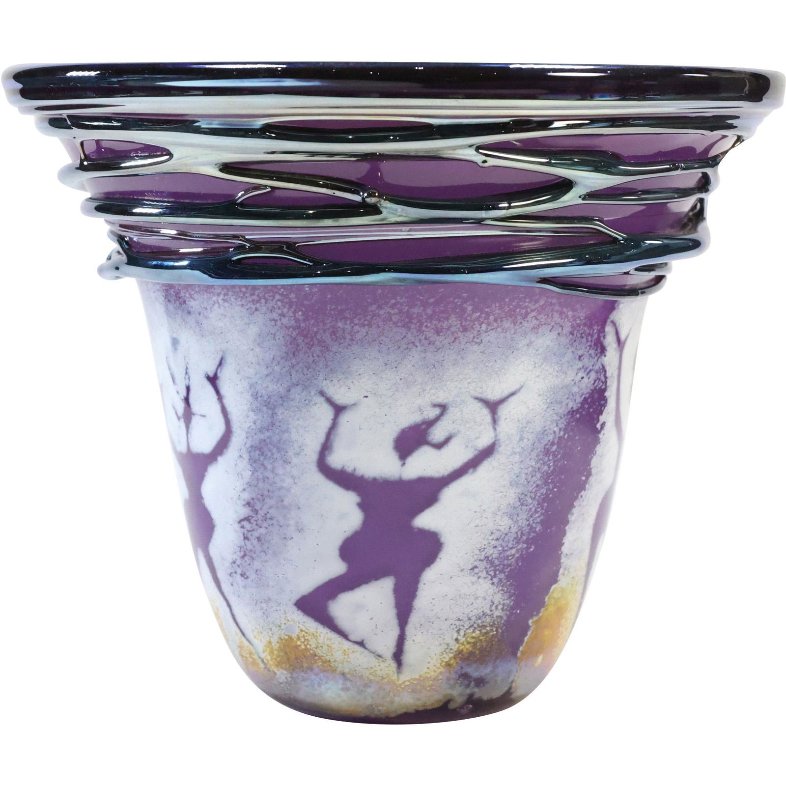 Signed Studio Art Glass Vase with Dancing Figures (1 of 11)