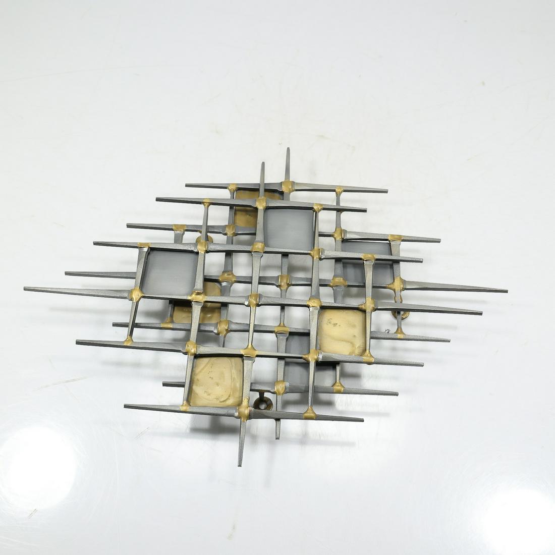 Signed Ron Schmidt Brutalist Nail Art Metal Wall Sculpture Mid-Century Modern (1 of 12)