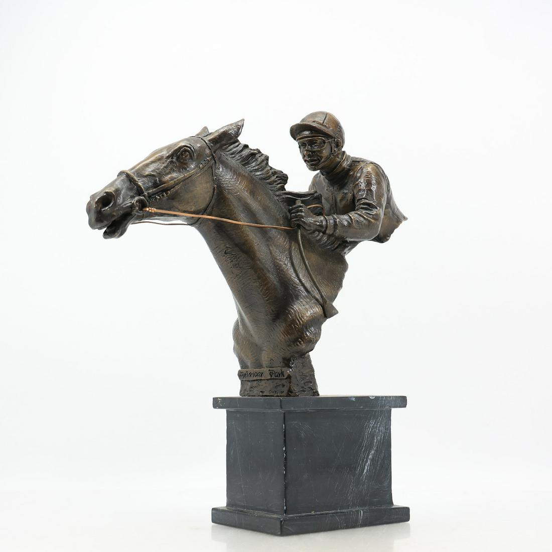 Delaware Park Fine Bronze Horse and Jockey Sculpture - Good Patina (1 of 20)
