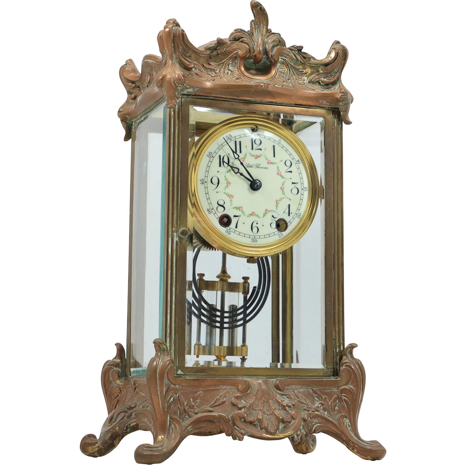 Seth Thomas Antique Bronze Crystal Regulator Mantle Clock Original Pendulum (1 of 17)