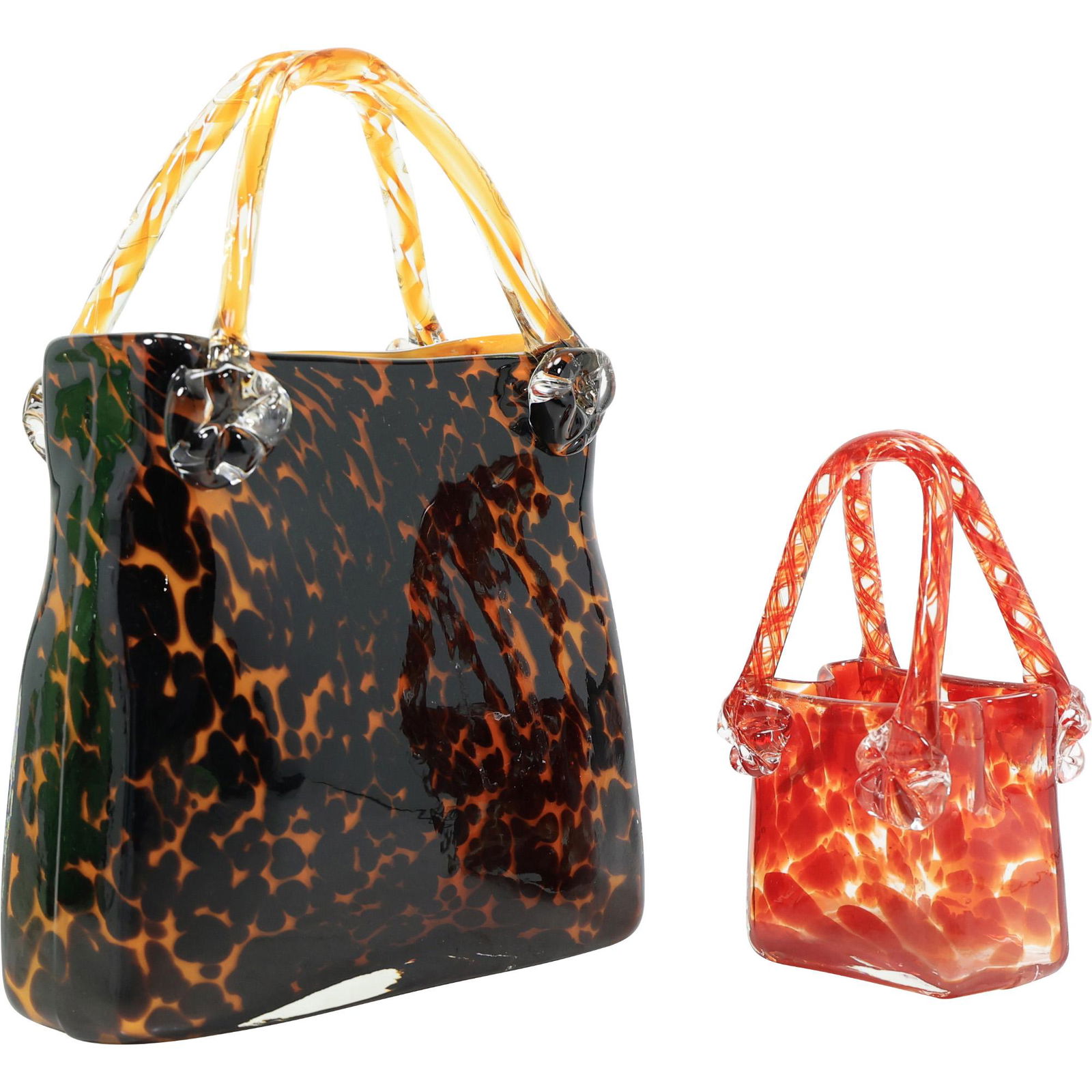 [2] Unique Murano Art Glass "Purse" Planter Baskets (1 of 17)