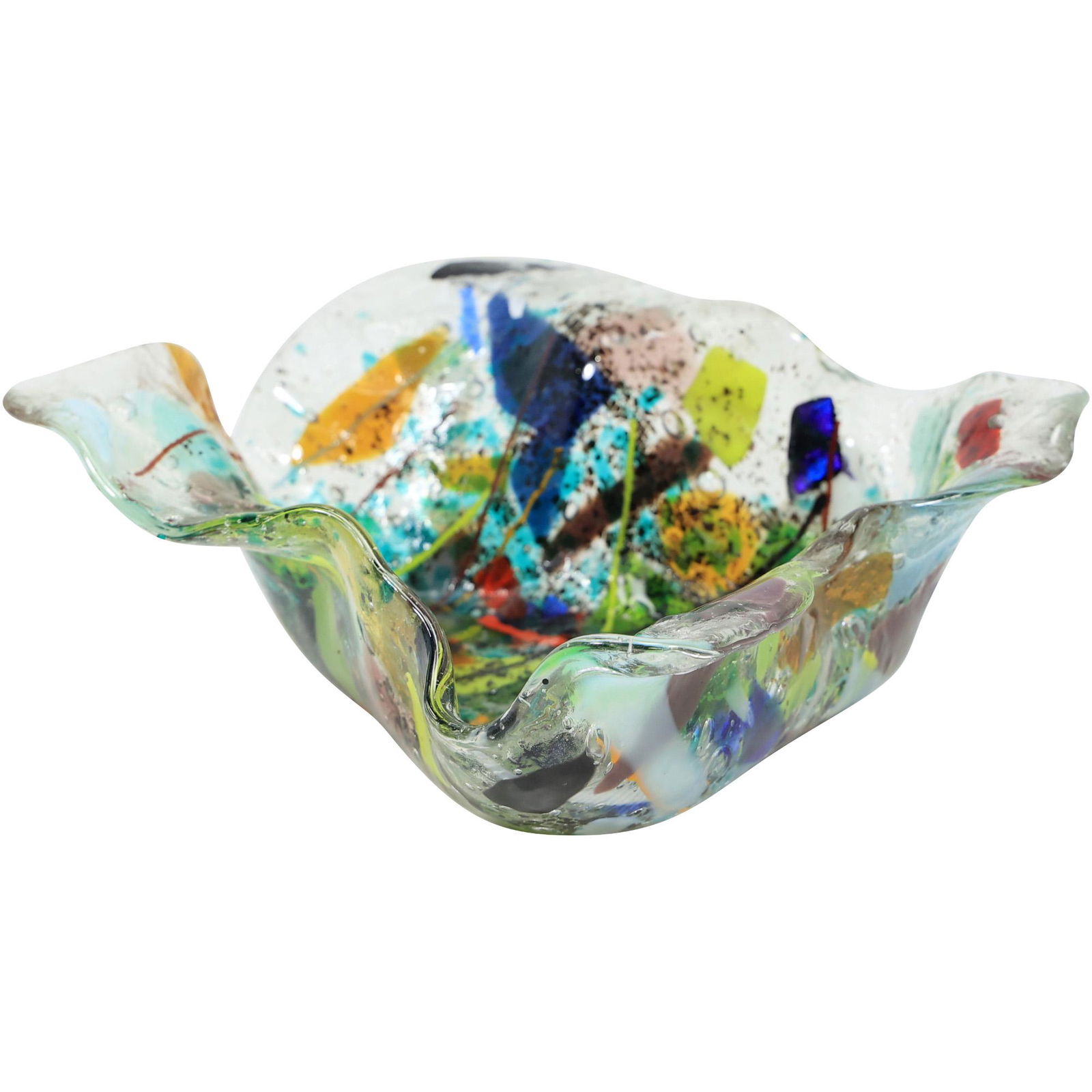 Colorful Murano Art Glass Free Form Bowl Abstract Design (1 of 13)
