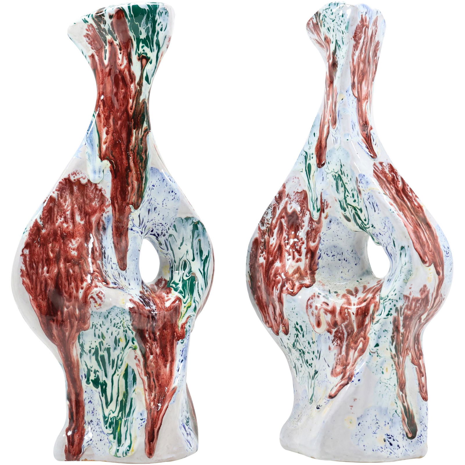 [2] Italian Ceramic Mid-Century Modern Drip Glaze Vases / Lamp Bases (1 of 15)