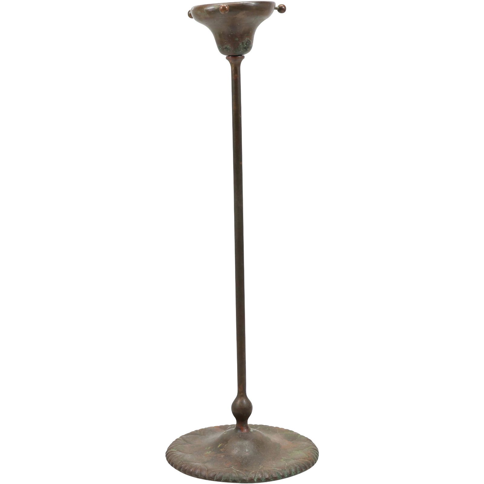 Signed Monogram TIFFANY FURNACES Tall Bronze Single Candleholder Base [no shade] (1 of 13)