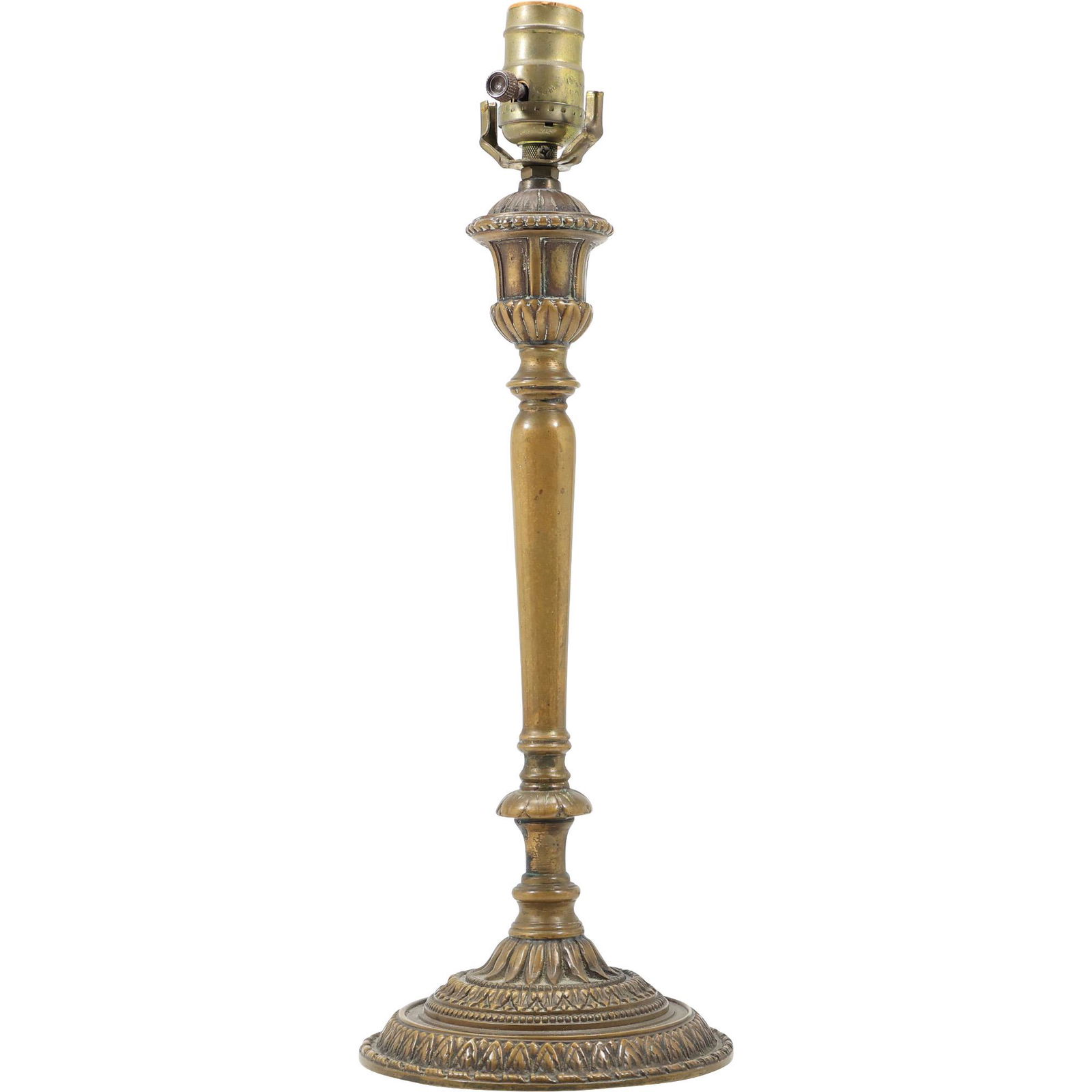 Signed OSCAR BACH Antique Bronze Table Lamp in Original Patina Finish. (1 of 15)