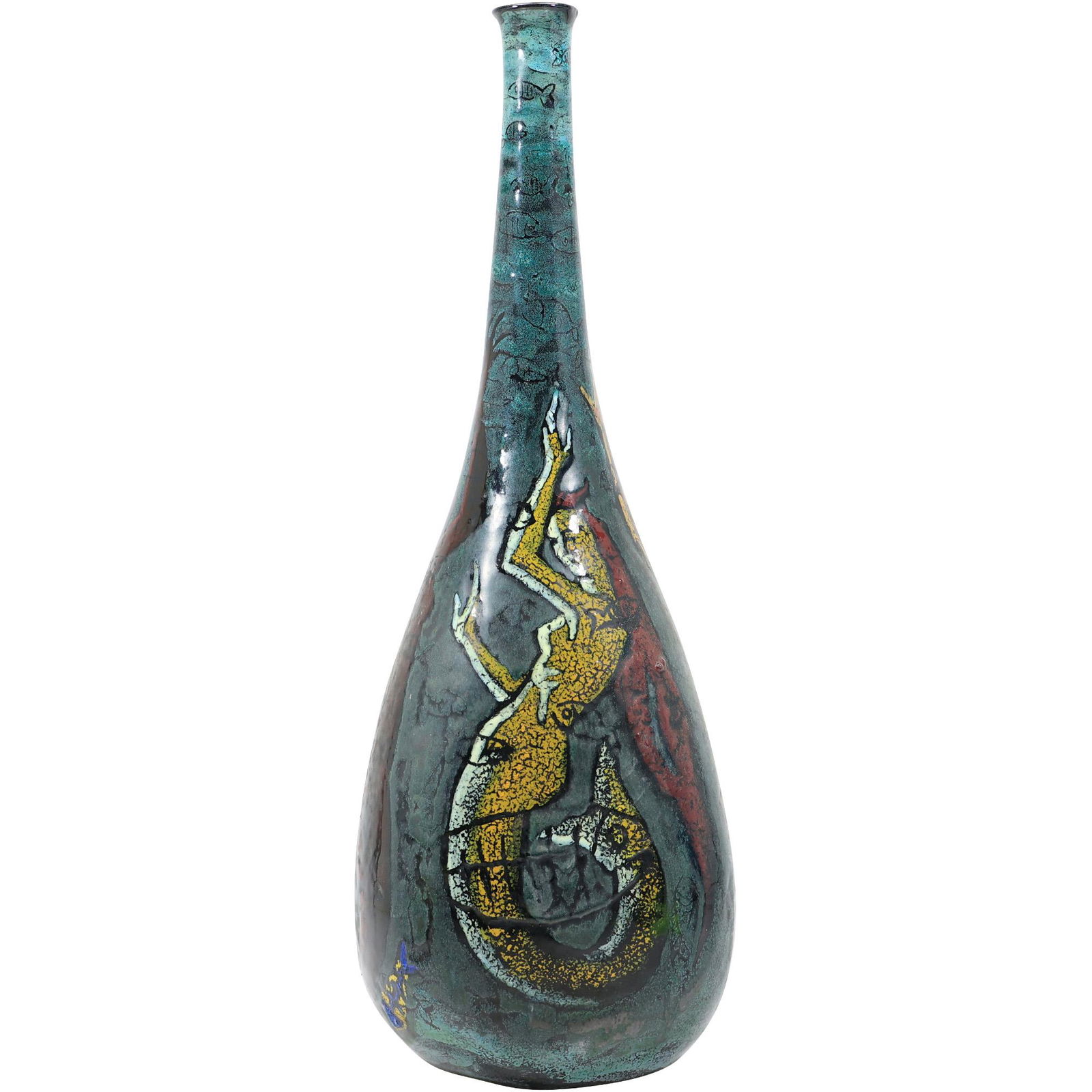 Molaroni M-G Pesaro Mid-Century Modern Art Pottery MERMAID Vase 18.75 in. height (1 of 20)