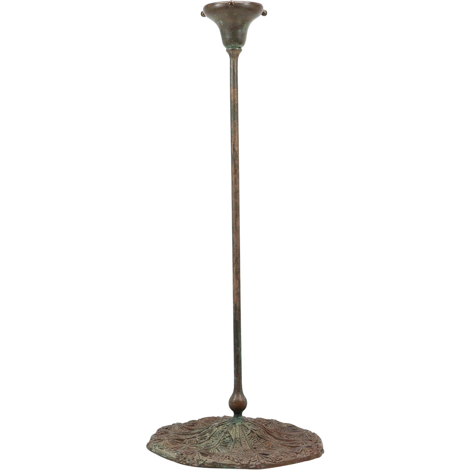 Tiffany Furnaces Monogram Marked Tall Bronze Candlestick Patterned Base - Good Patina (1 of 13)