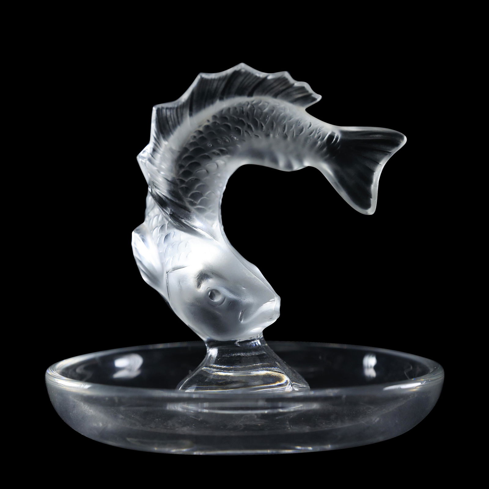 LALIQUE FRANCE Crystal Satin Glass Fish Center Ring Holder Dish (1 of 17)