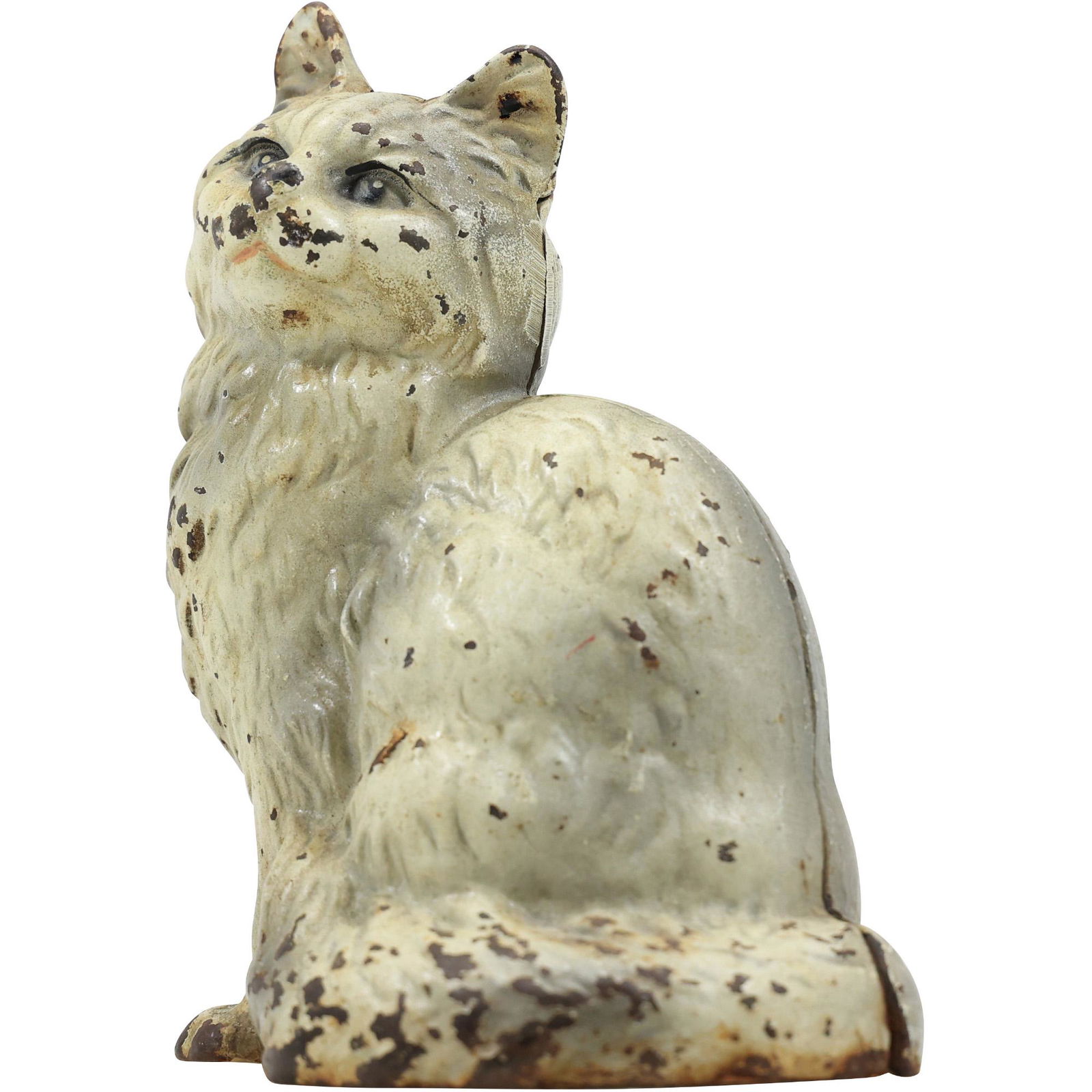 Antique Cast Iron WHITE CAT Figurative Doorstop - Original Paint Finish (1 of 18)