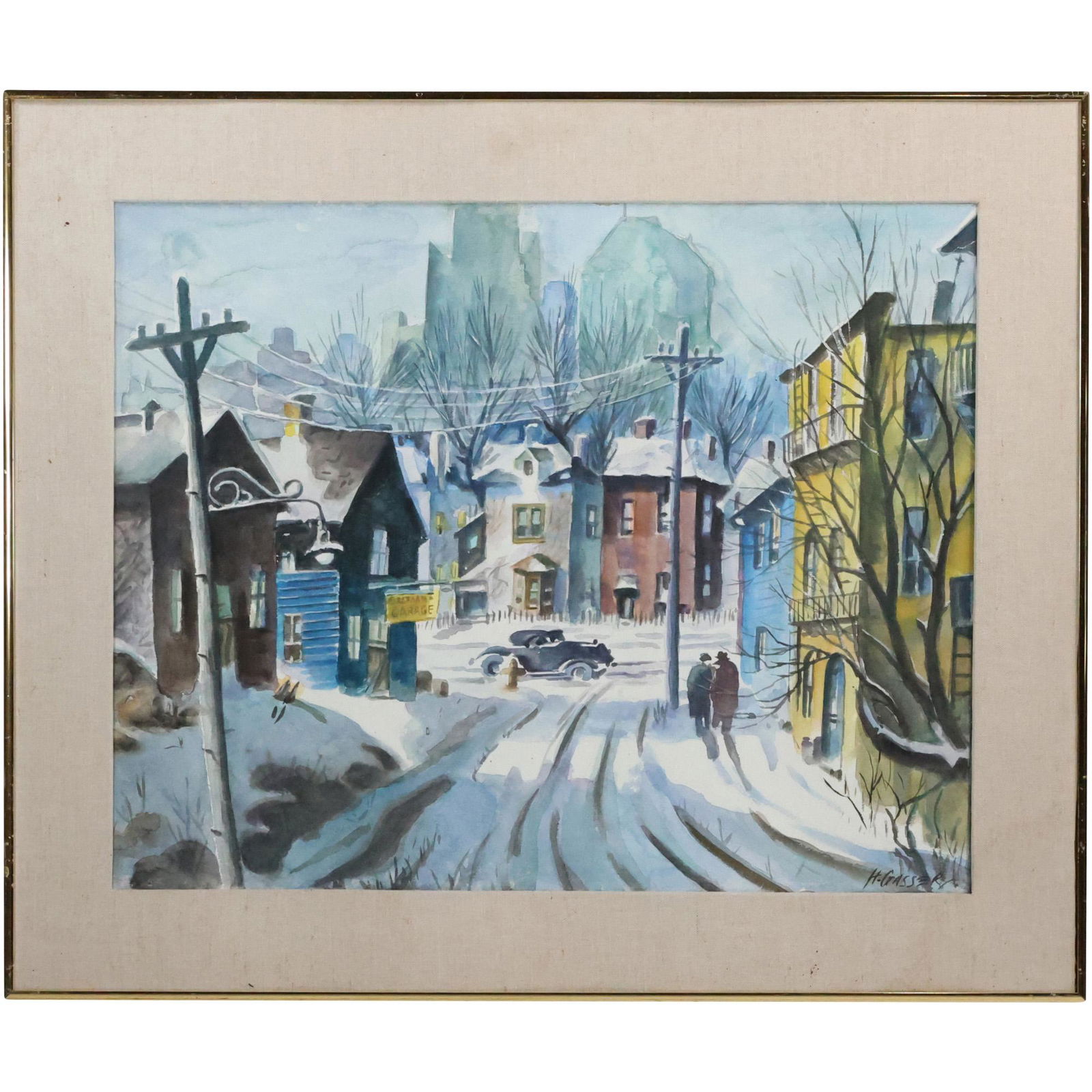 Henry Gasser; American Watercolor Newark Street Signed (1 of 15)