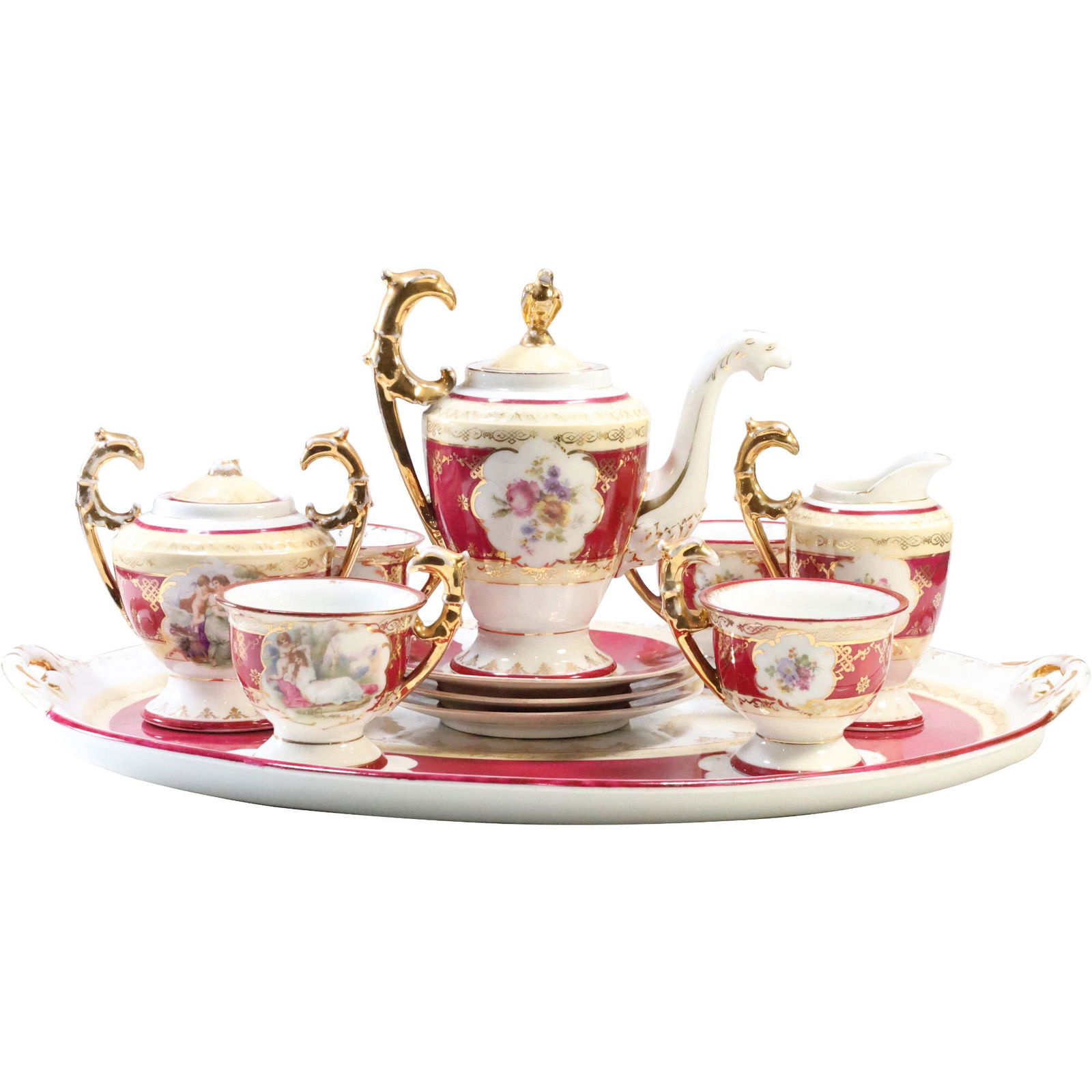 11 Pieces ROYAL VIENNA AUSTRIA Fine Porcelain Tea Set with Genre Scene Panels (1 of 20)