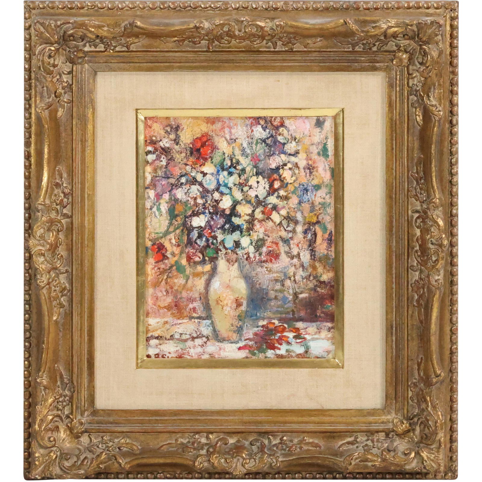 A.P. Simon; 20thC. French Impressionist Oil Still Life Signed (1 of 8)