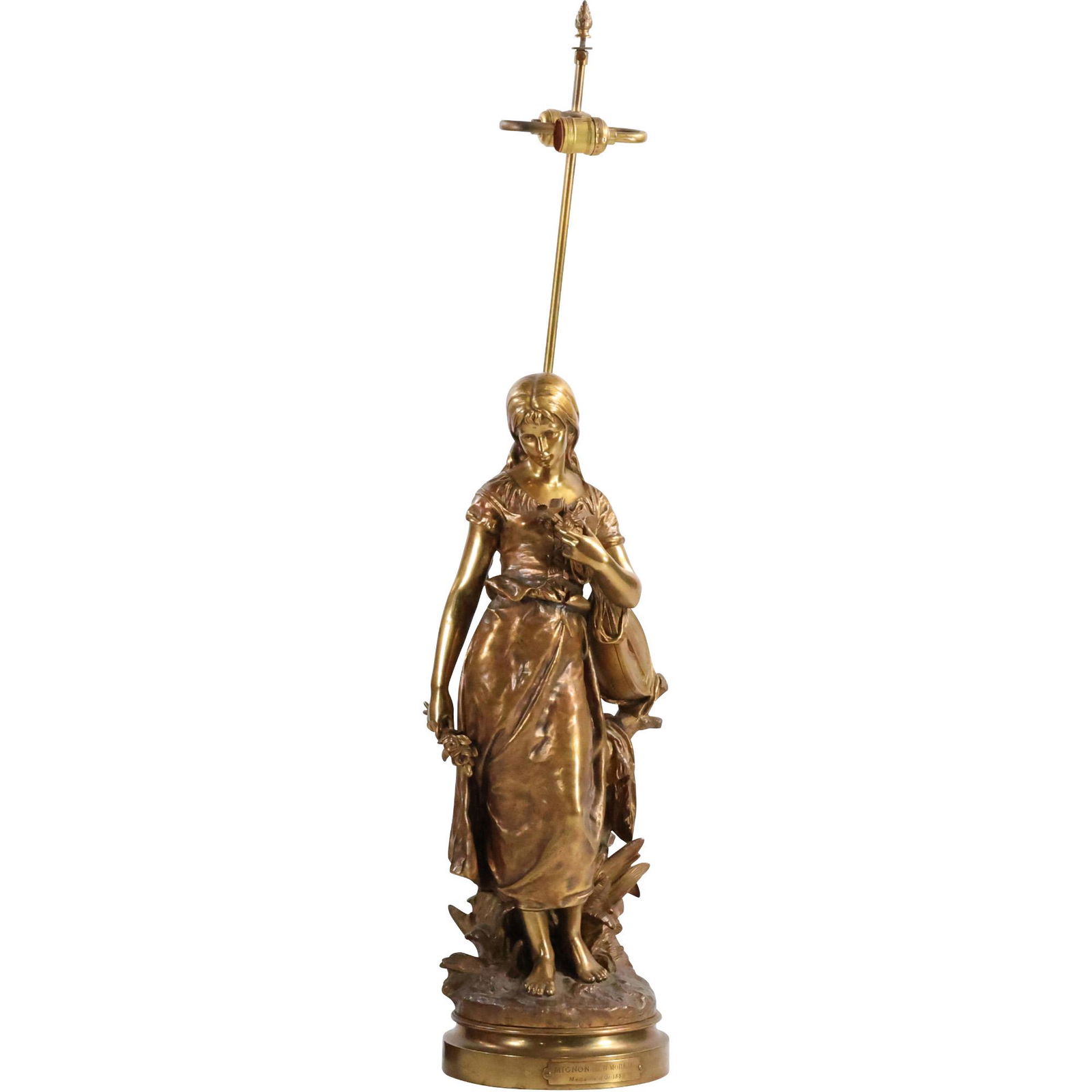 MIGNON par H MOUREAU 19th C. Original Bronze Classical Woman Signed Sculpture Lamp (1 of 19)