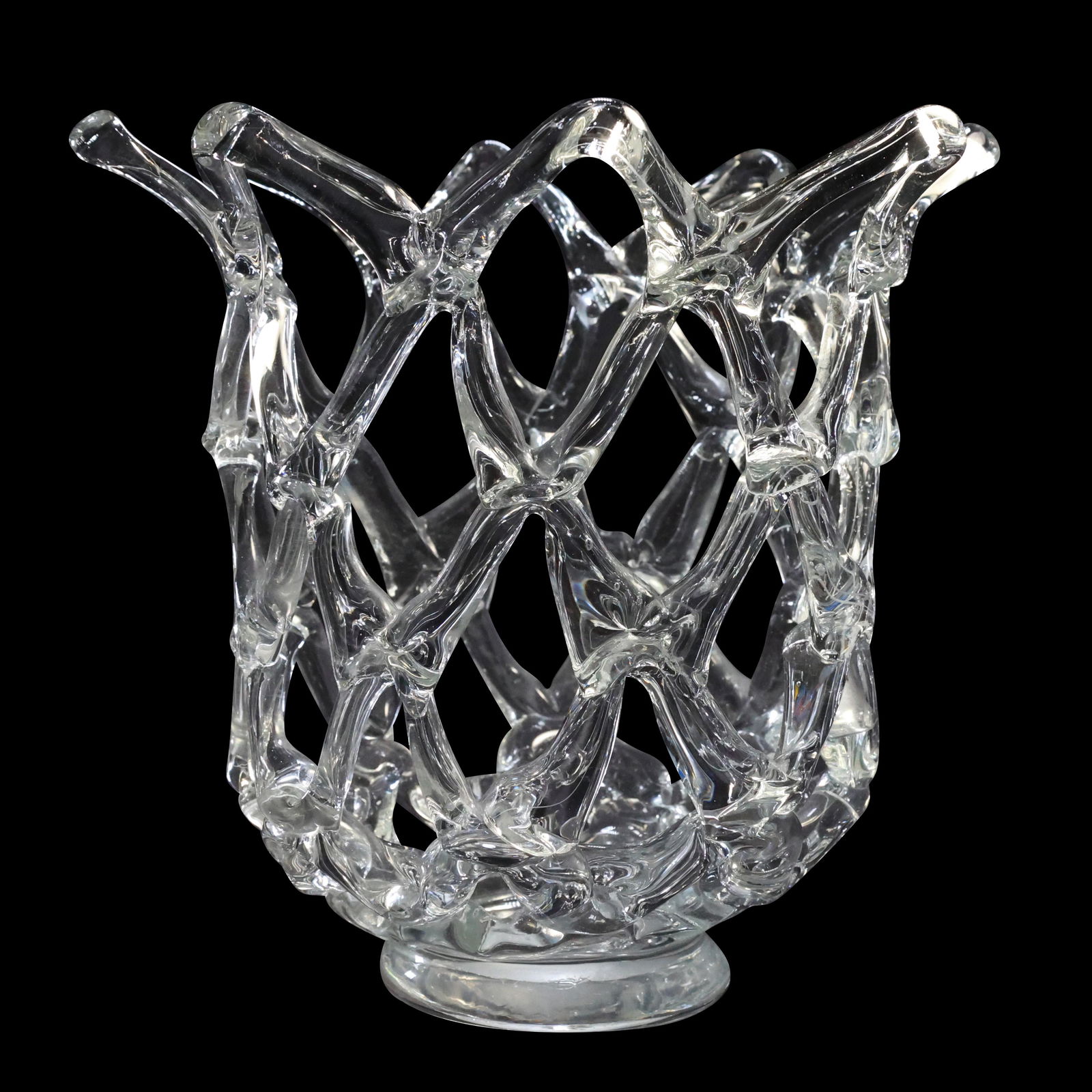 Modern Design Large Reticulated Clear Glass Vase - Nice Style (1 of 7)