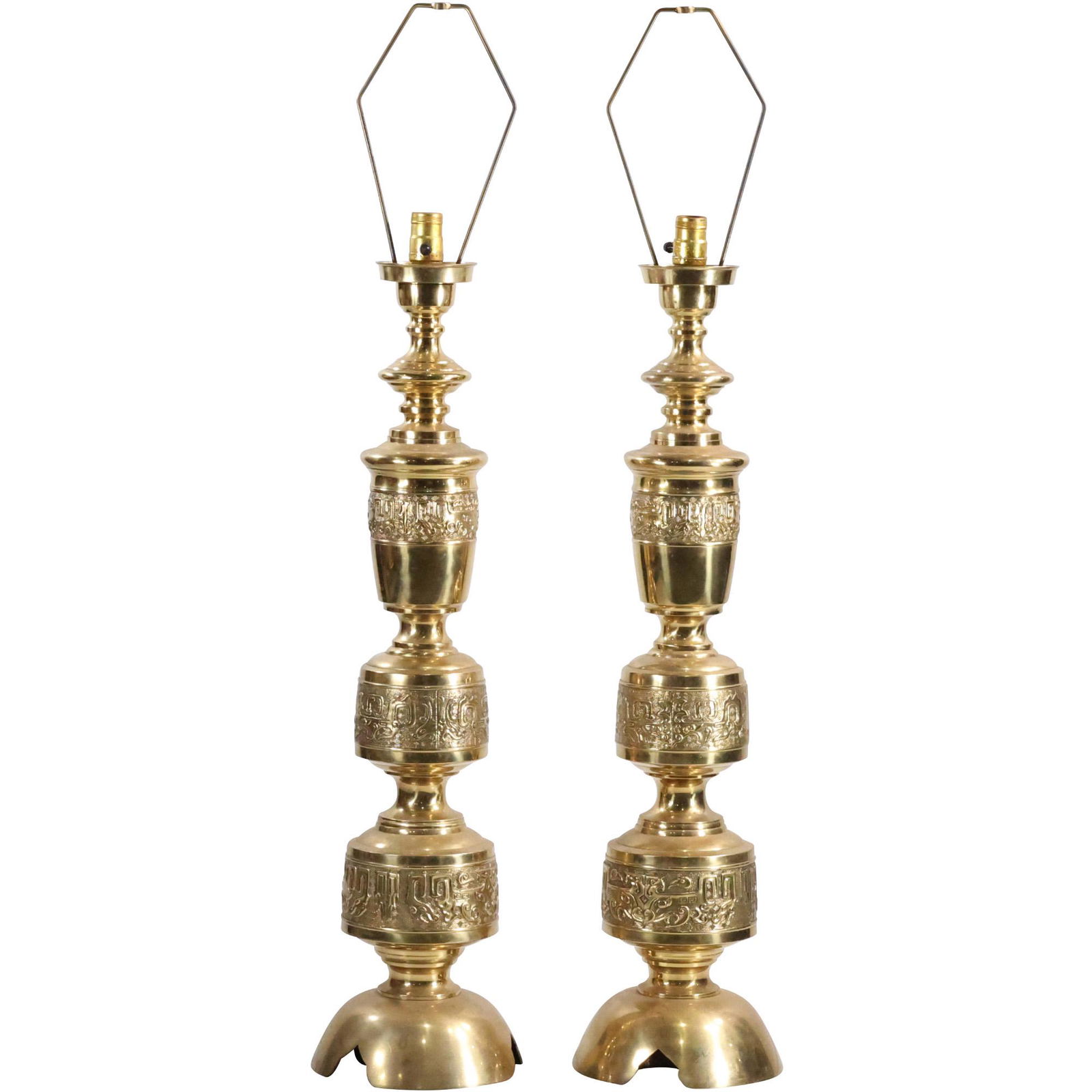[2] James Mont Style Asian Inspired Tall Brass Hollywood Regency Table Lamps (1 of 12)