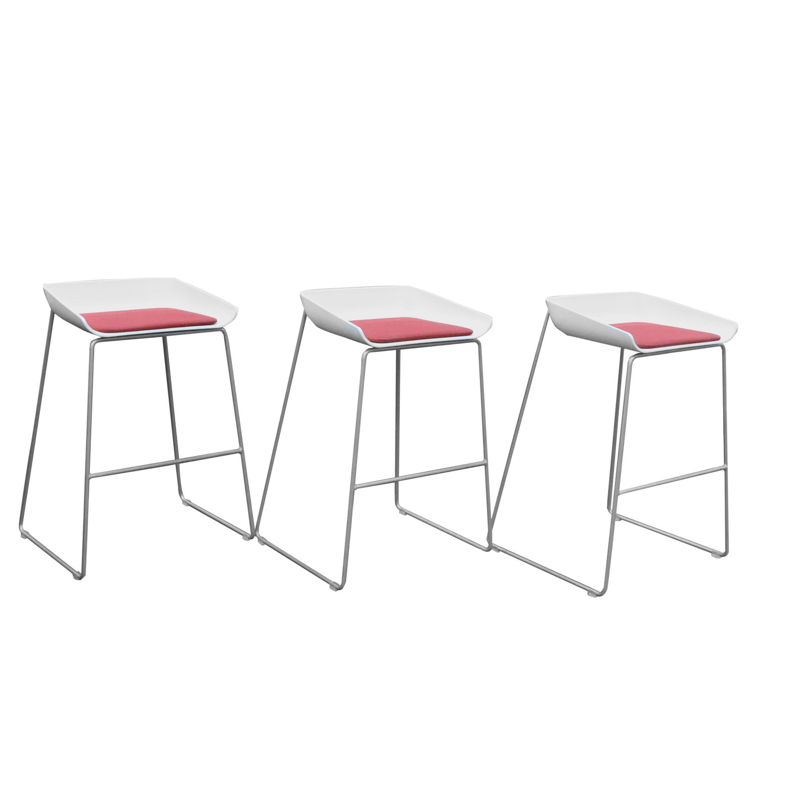 [3] Mid-Century Modern Steelcase BAR STOOLS White Molded Seats, Metal Frame Base (1 of 17)