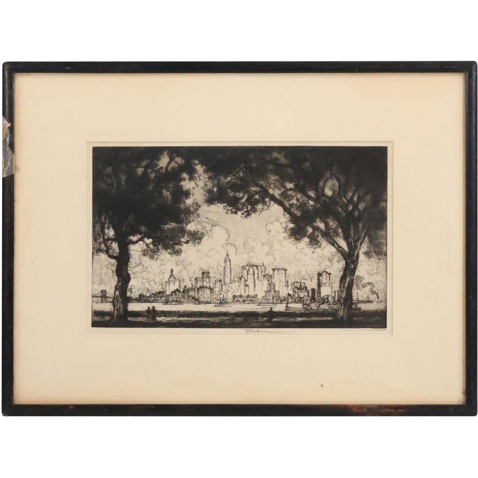 JOSEPH PENNELL 1857-1926, Original Signed Etching NEW YORK FROM GOVERNORS ISLAND (1 of 12)