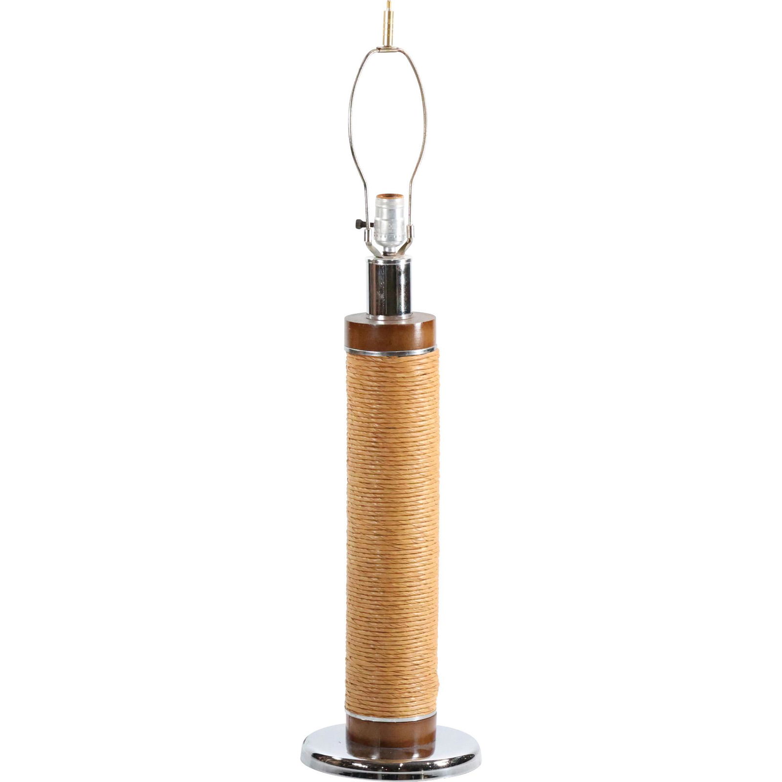 Mid-Century Modern Cylindrical Wrapped Twine Table Lamp (1 of 8)