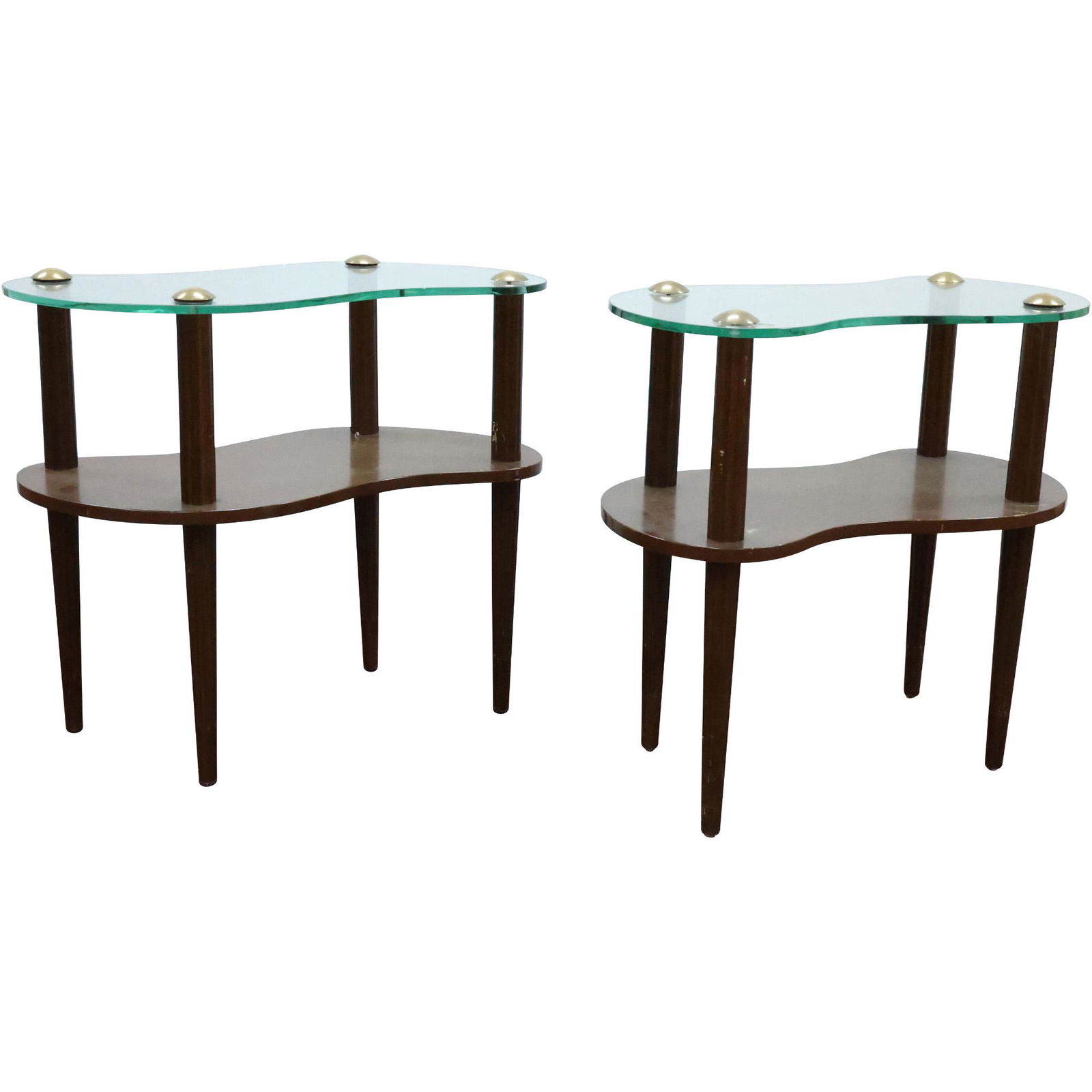 [2] Gilbert Rohde Two-Tier Cloud End Stands Glass Shaped Tops - Clean (1 of 19)