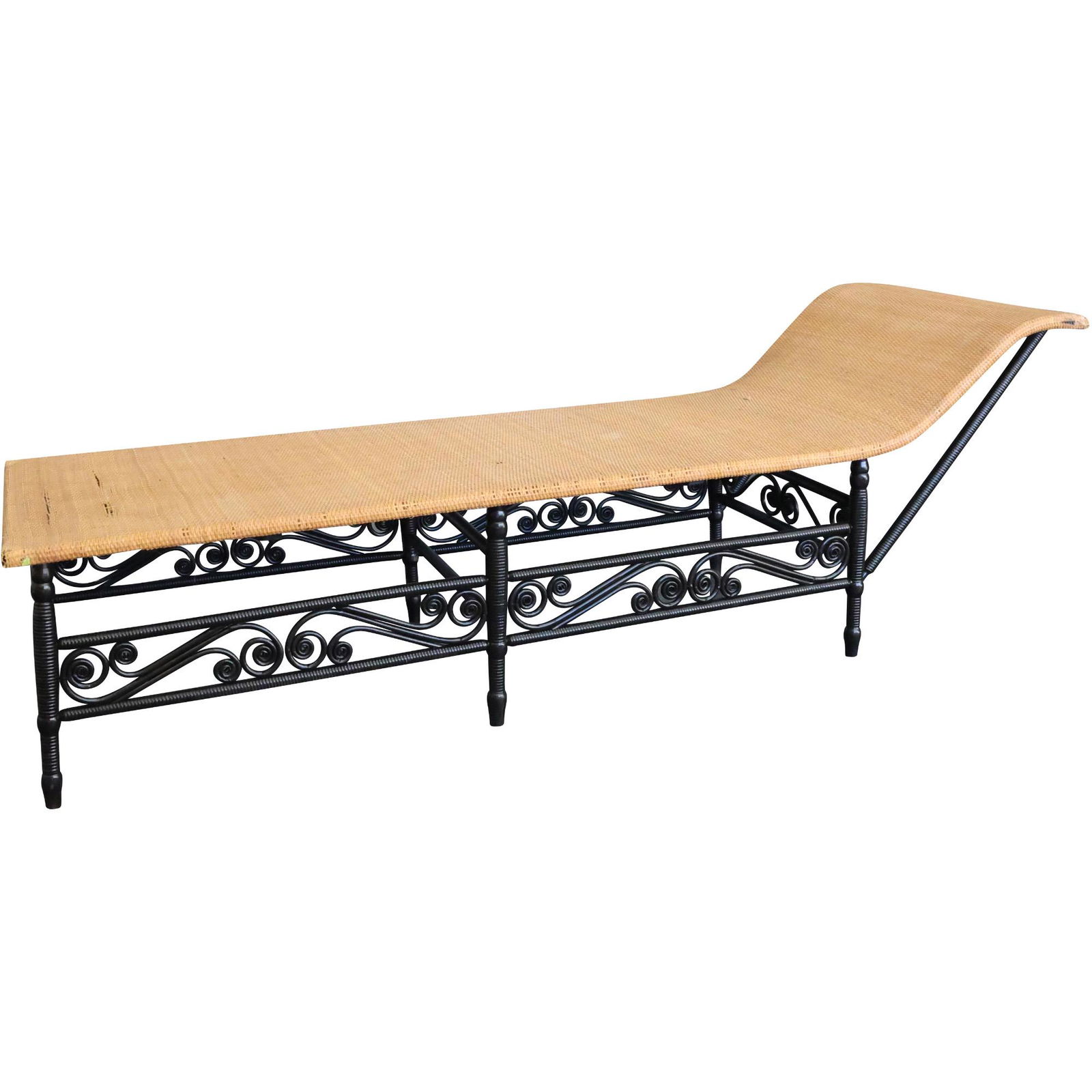 Vintage Wicker and Reed Chaise Lounge Day Bed (1 of 15)